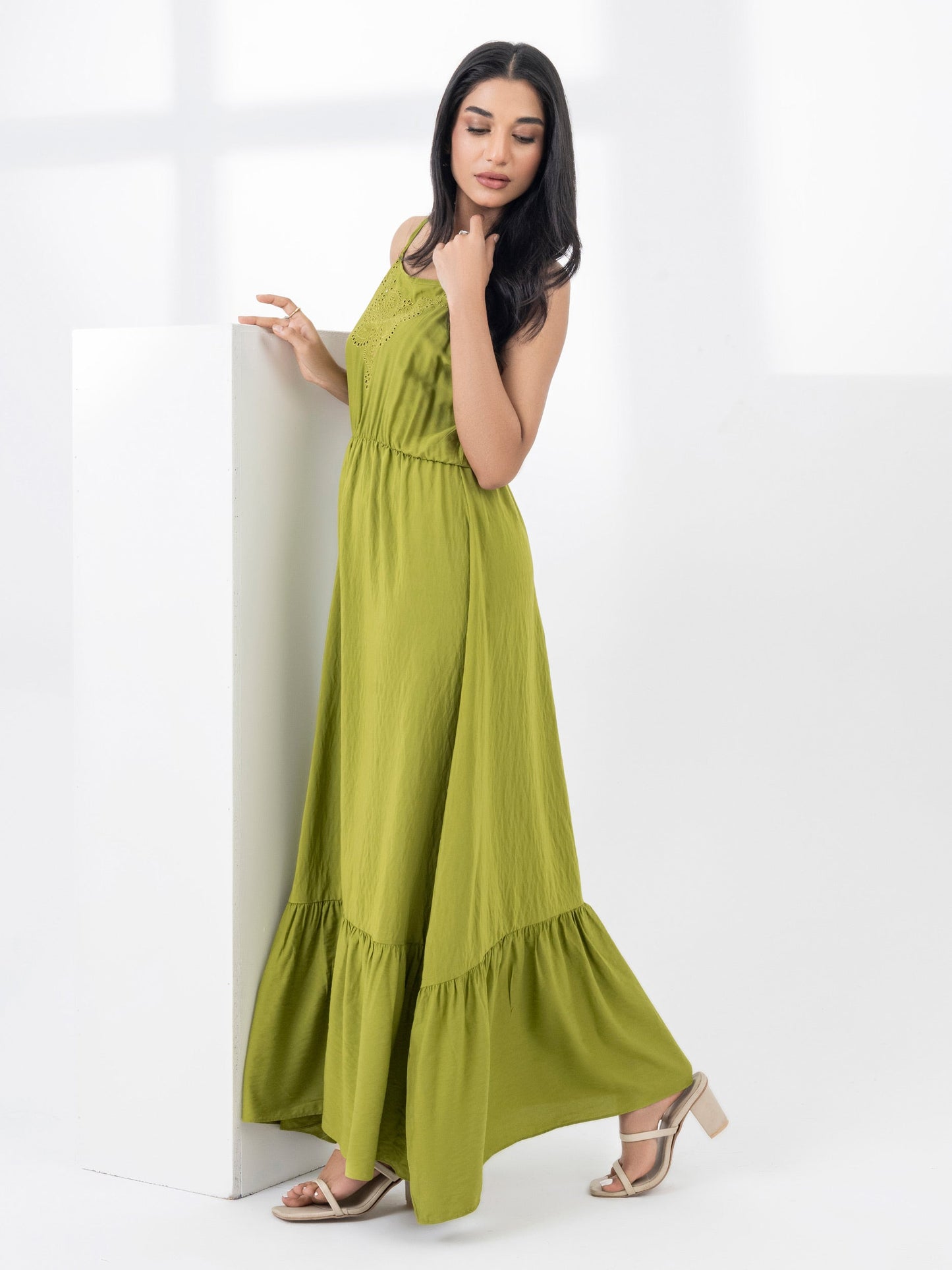 Embroidered Raw Silk Dress