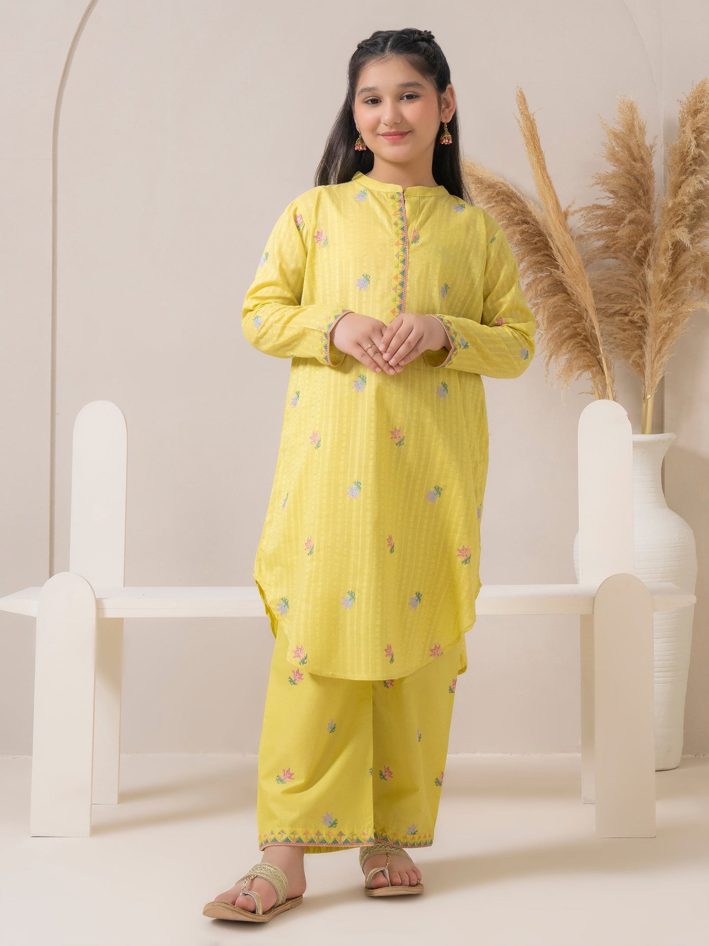 2 Piece Cambric Suit-Embroidered