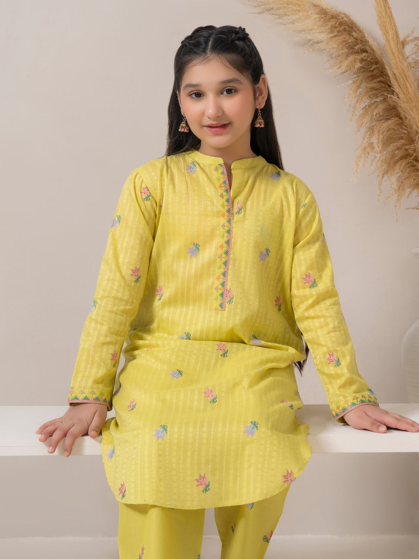 2 Piece Cambric Suit-Embroidered
