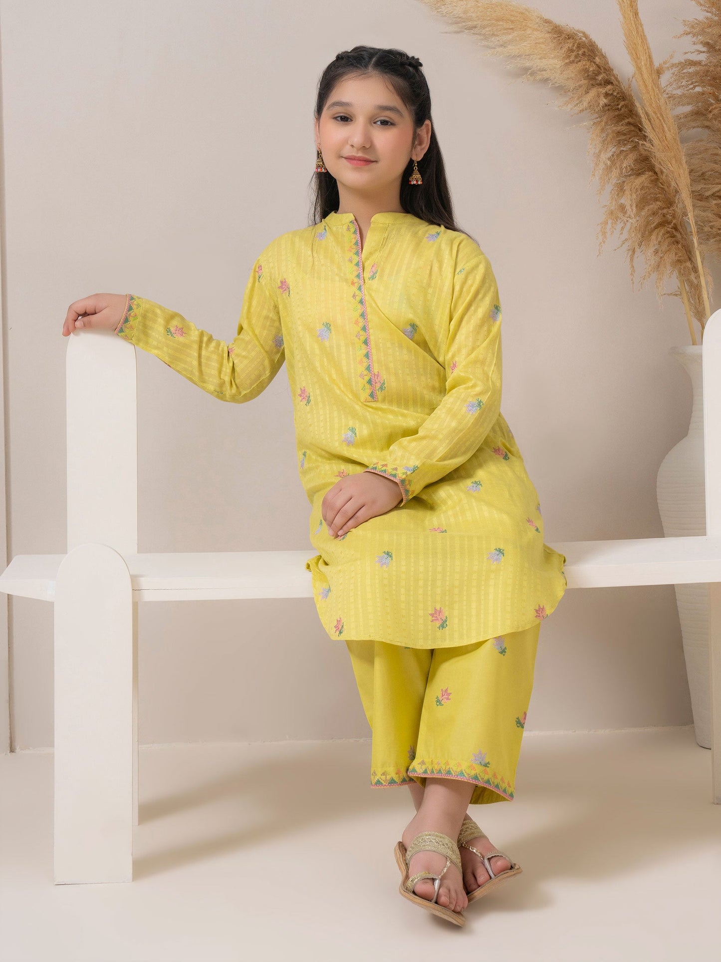 2 Piece Cambric Suit-Embroidered