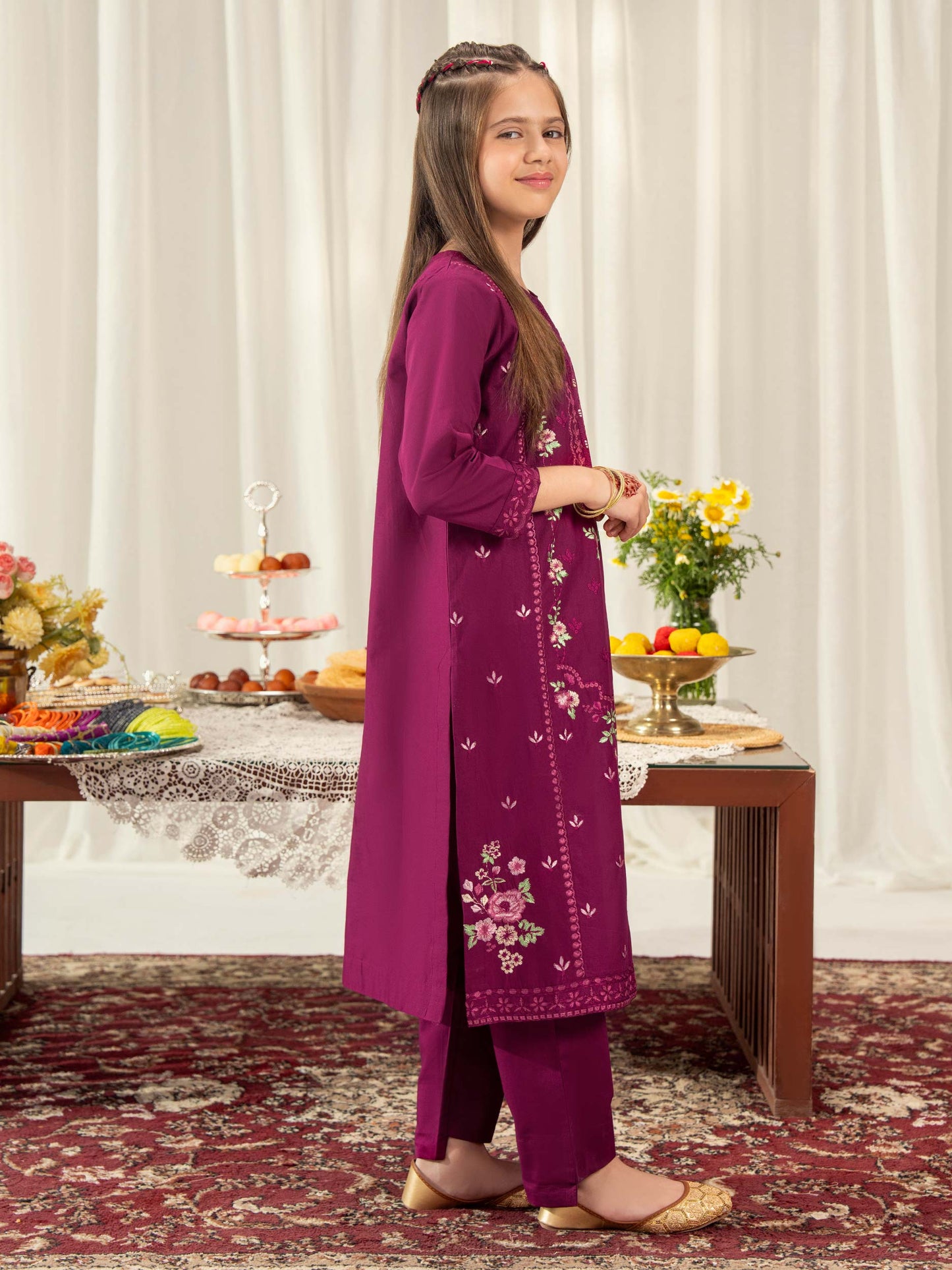 2 Piece Cambric Suit-Embroidered