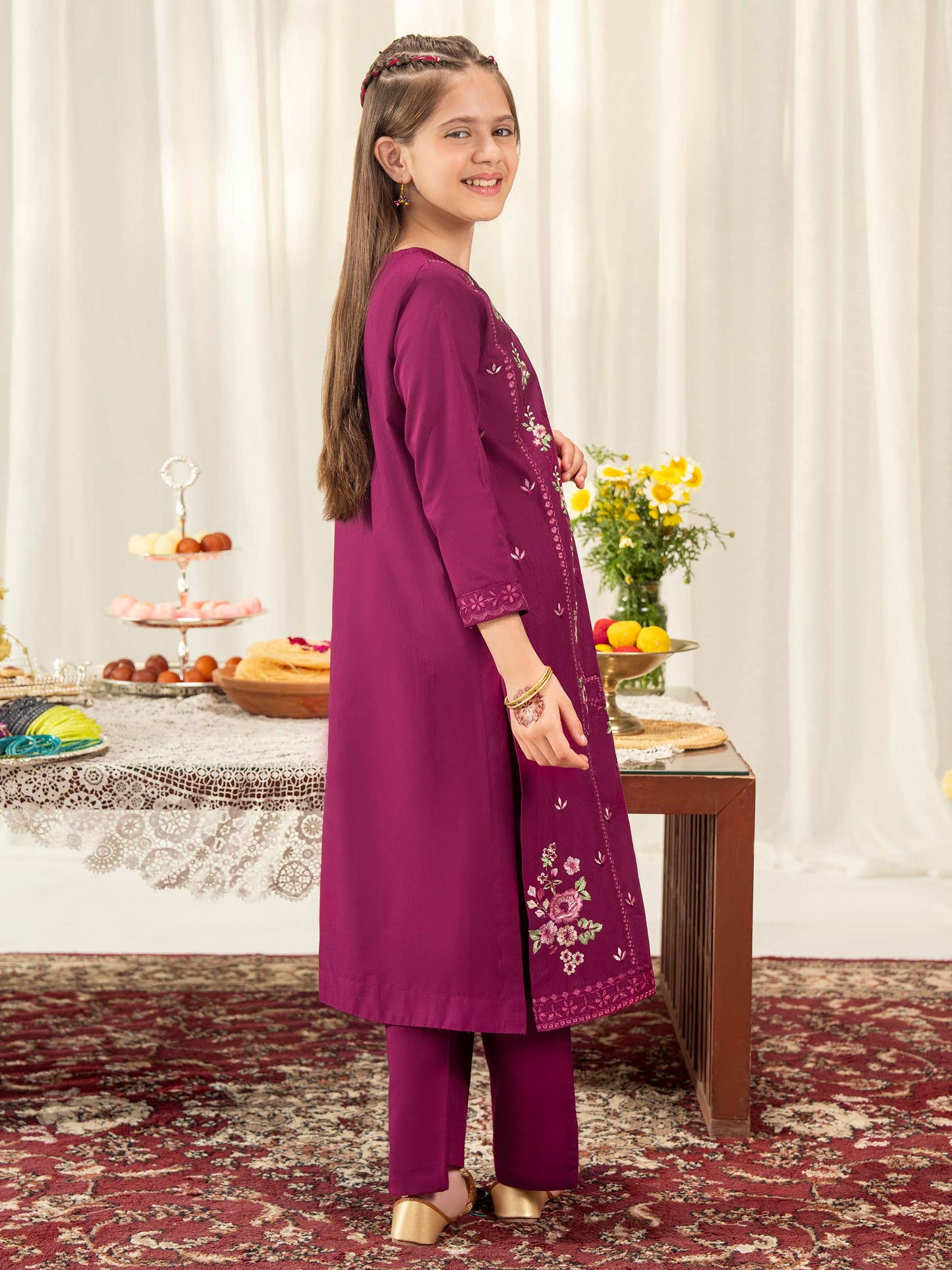 2 Piece Cambric Suit-Embroidered