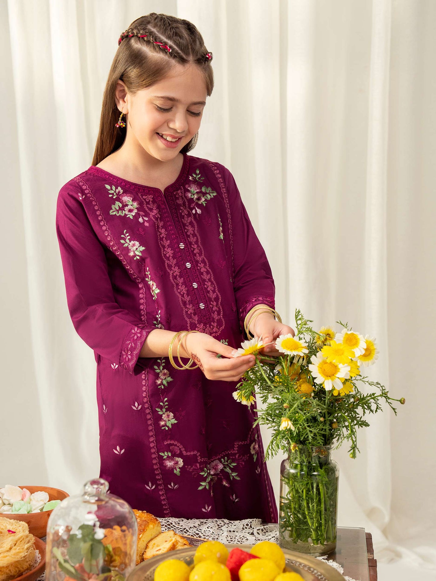 2 Piece Cambric Suit-Embroidered
