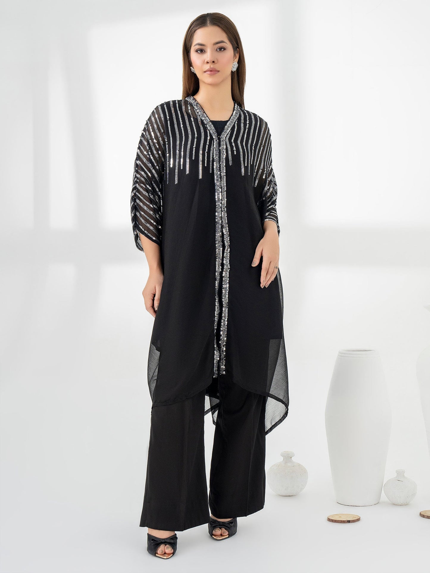 2 Piece Chiffon Suit-Embellished (Pret)