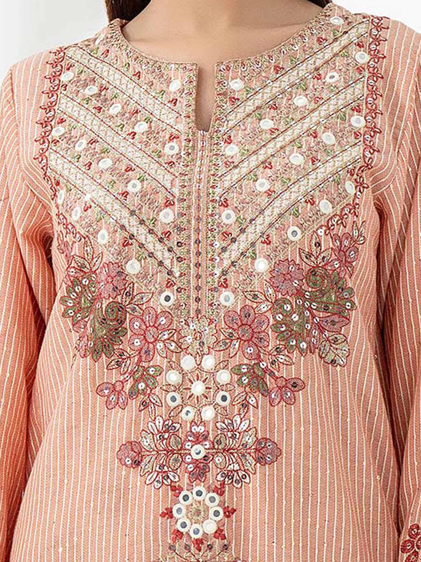 2 Piece Yarn Dyed Suit-Embroidered (Pret)