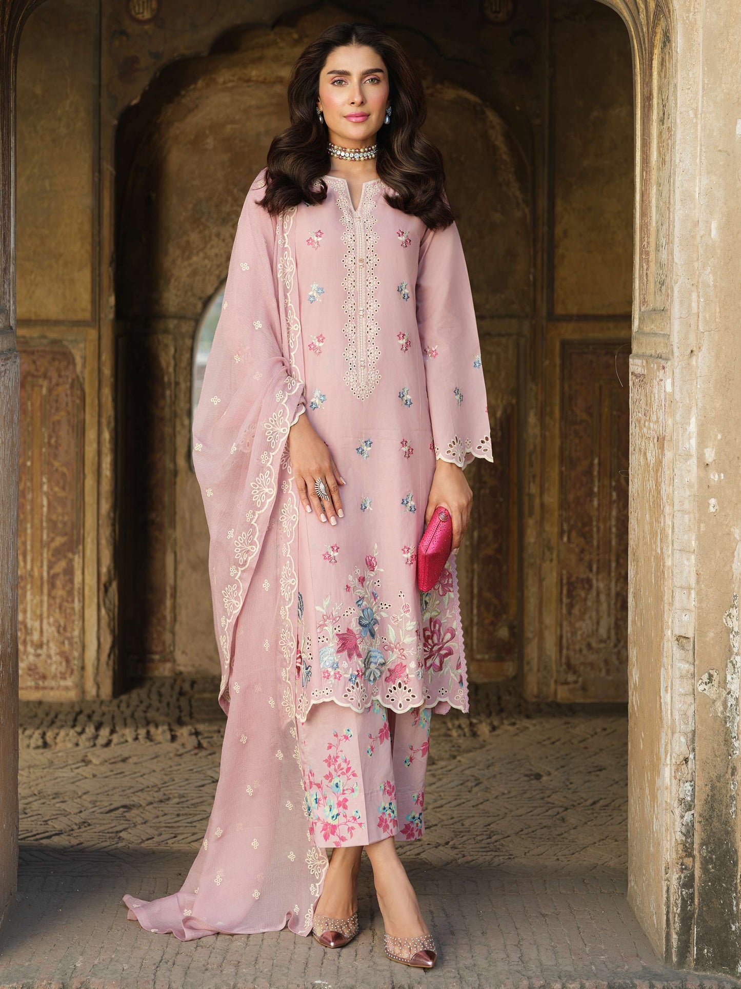 3 Piece Cambric Suit-Embroidered (Pret)
