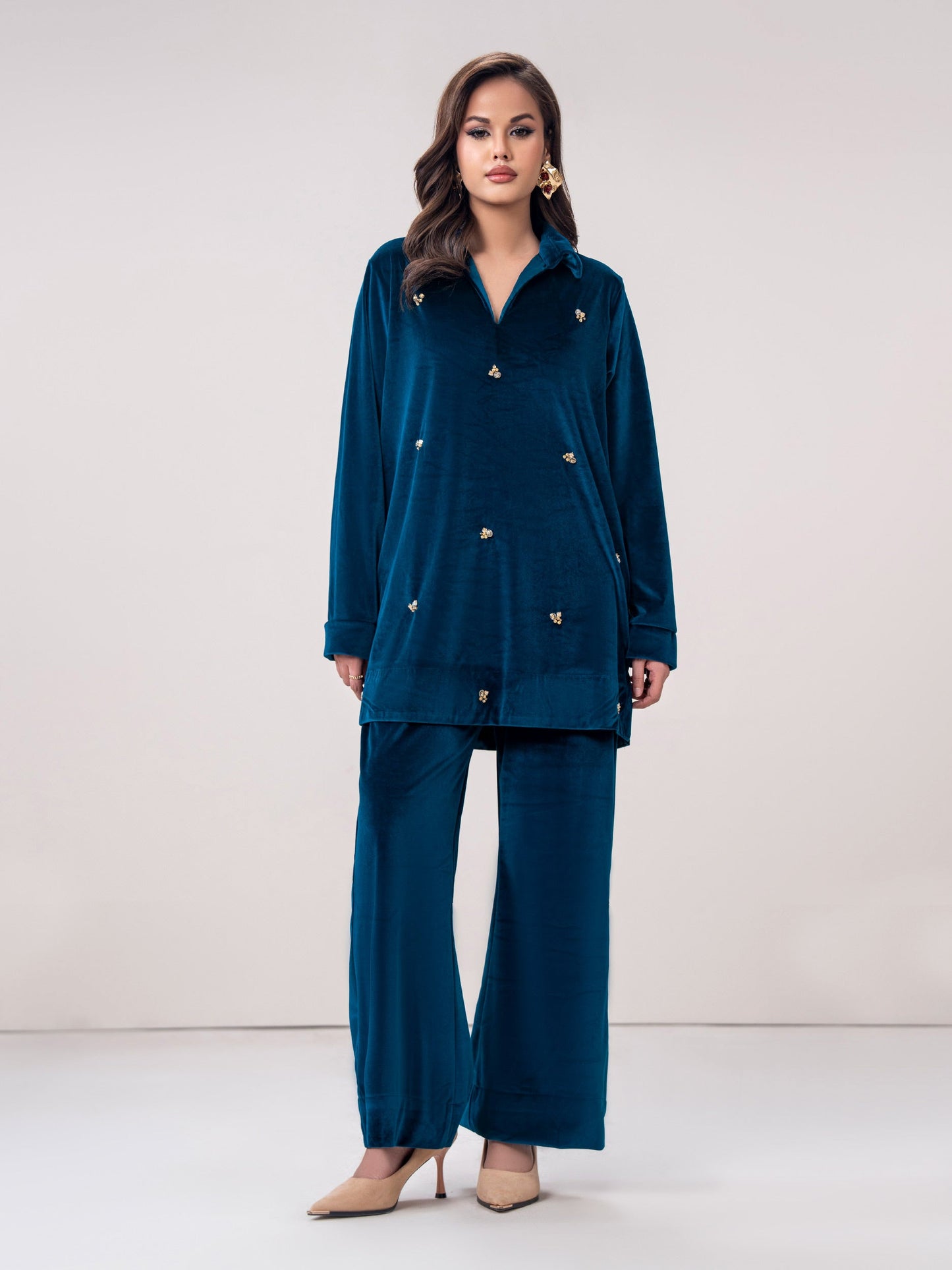 Velour Co-ord Set- Embellished