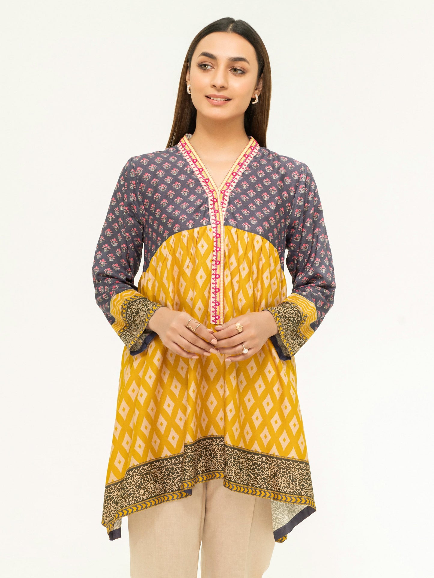 Linen Kurti-Embroidered (Pret)