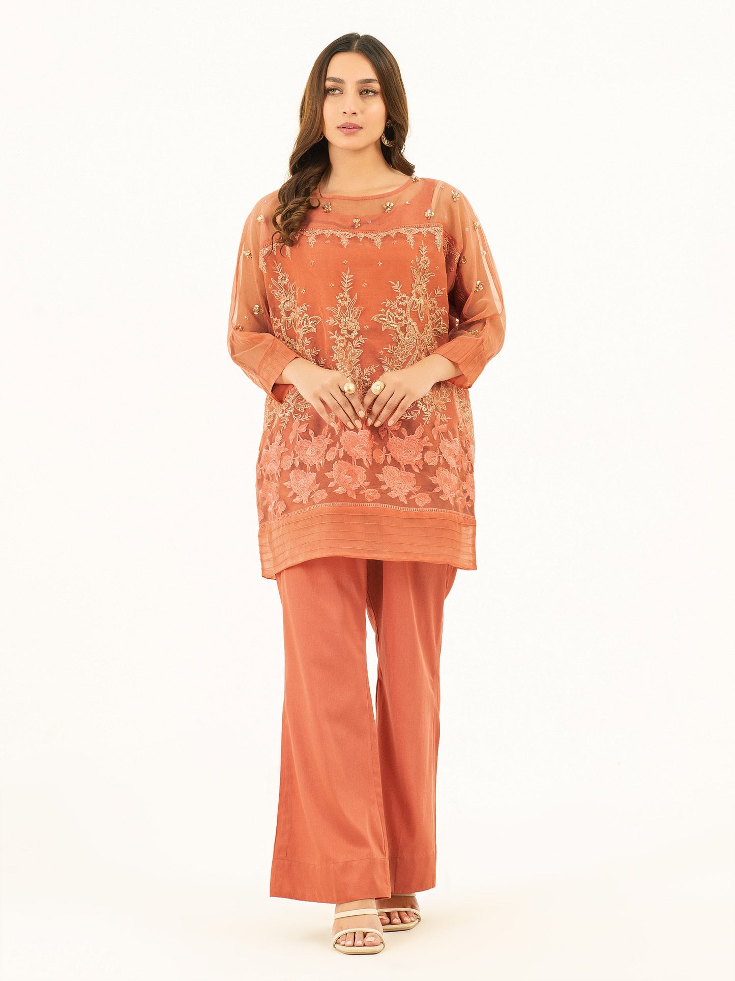 2 Piece Organza Suit-Embroidered (Pret)