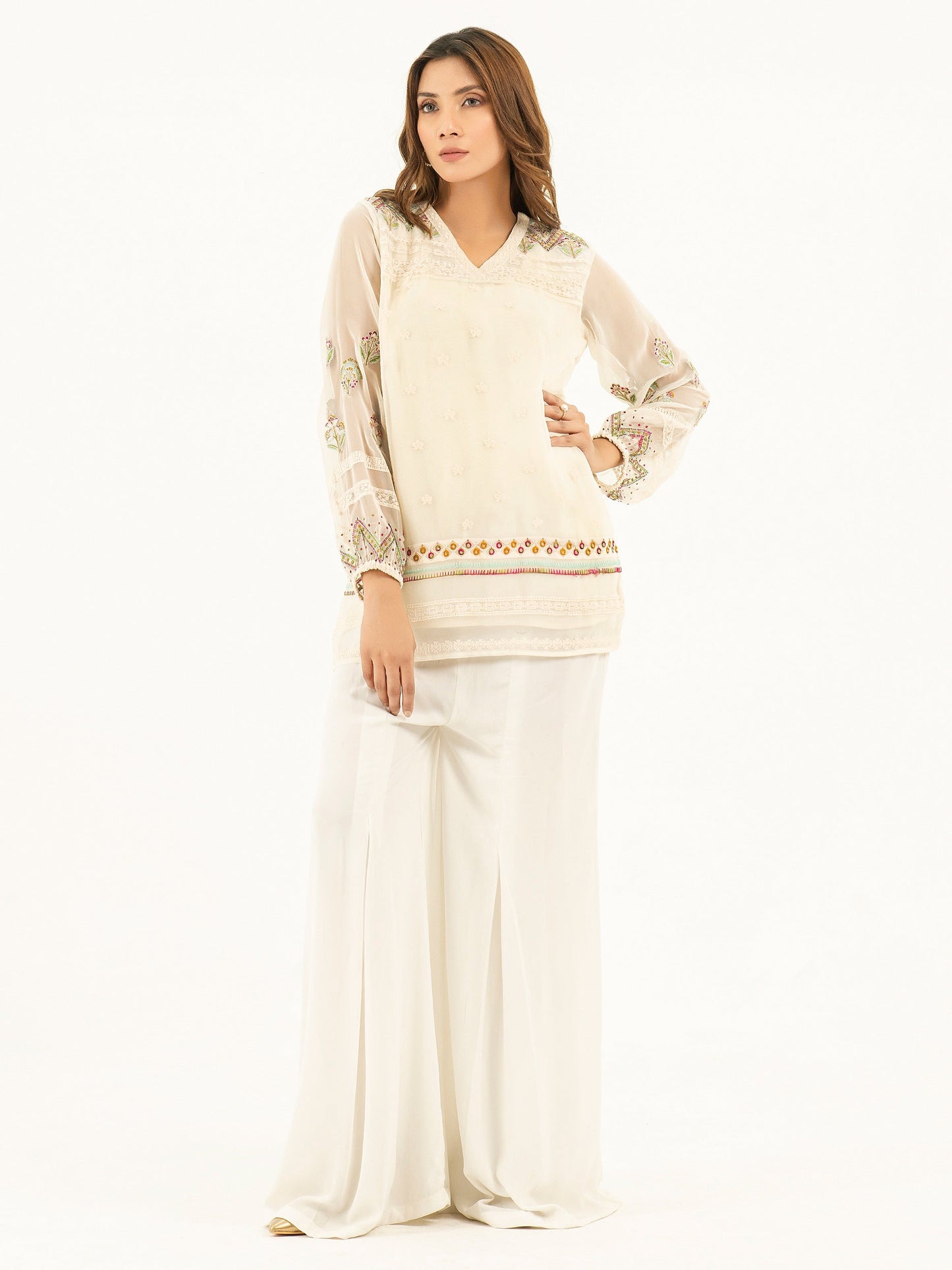 Embroidered Chiffon Kurti