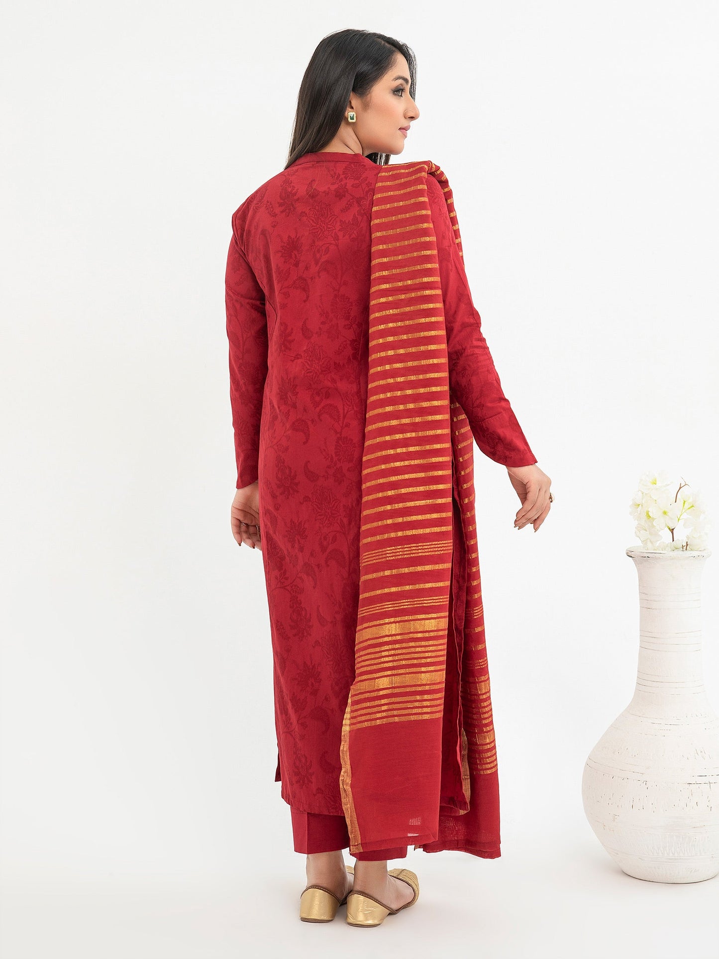 3 Piece Jacquard Suit-Embroidered(Pret)