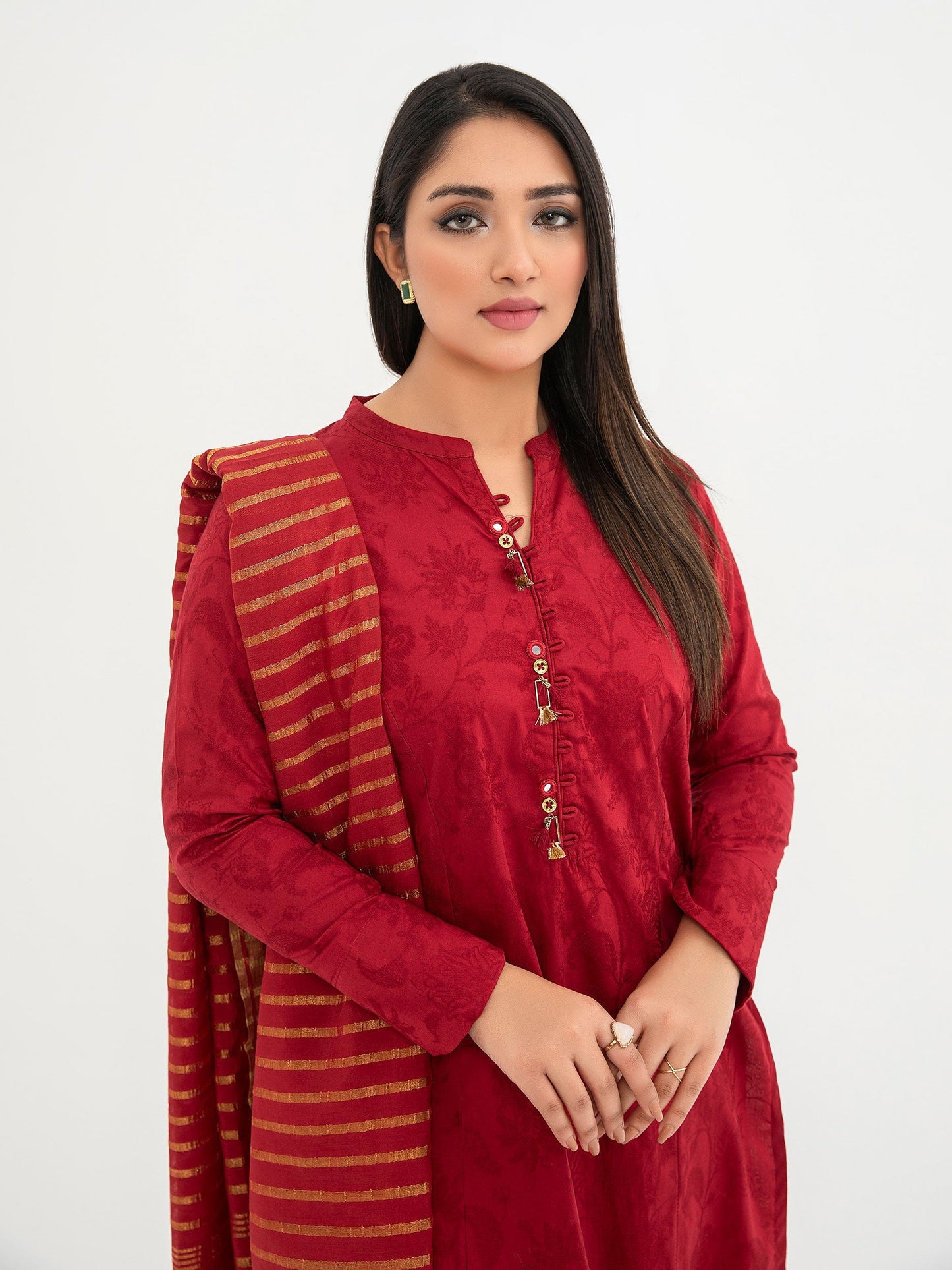 3 Piece Jacquard Suit-Embroidered(Pret)