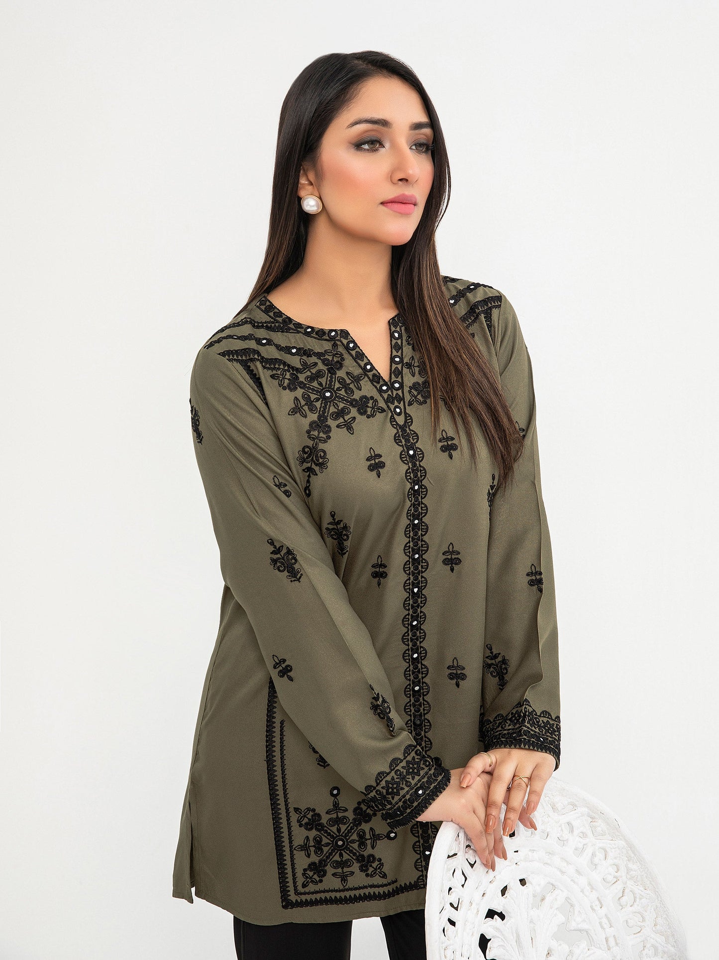 Crepe Kurti-Embroidered (Pret)