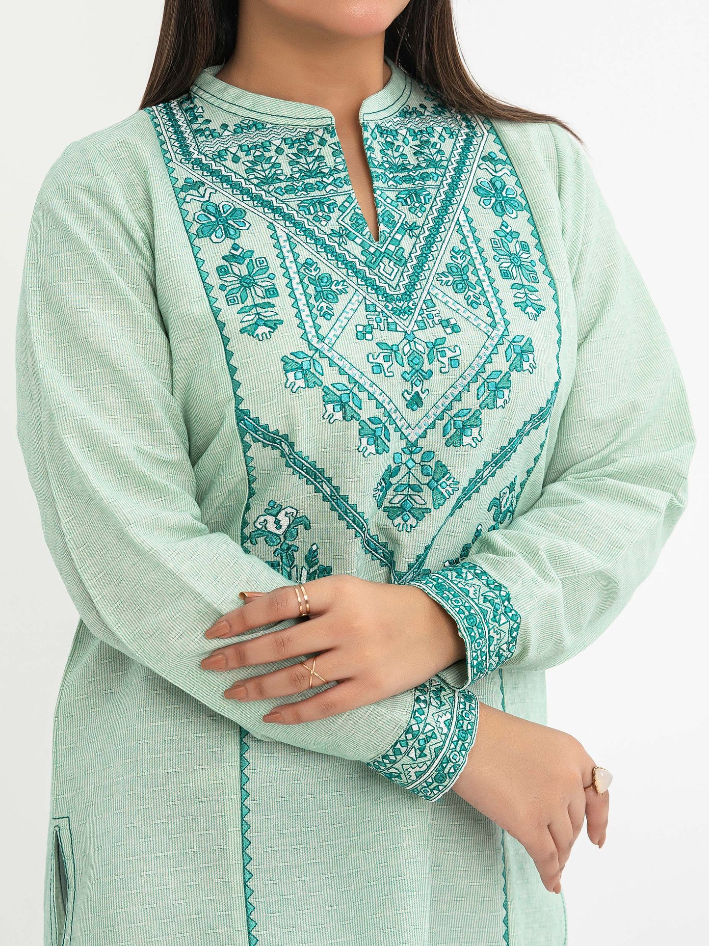 Yarn Dyed Kurti-Embroidered(Pret)