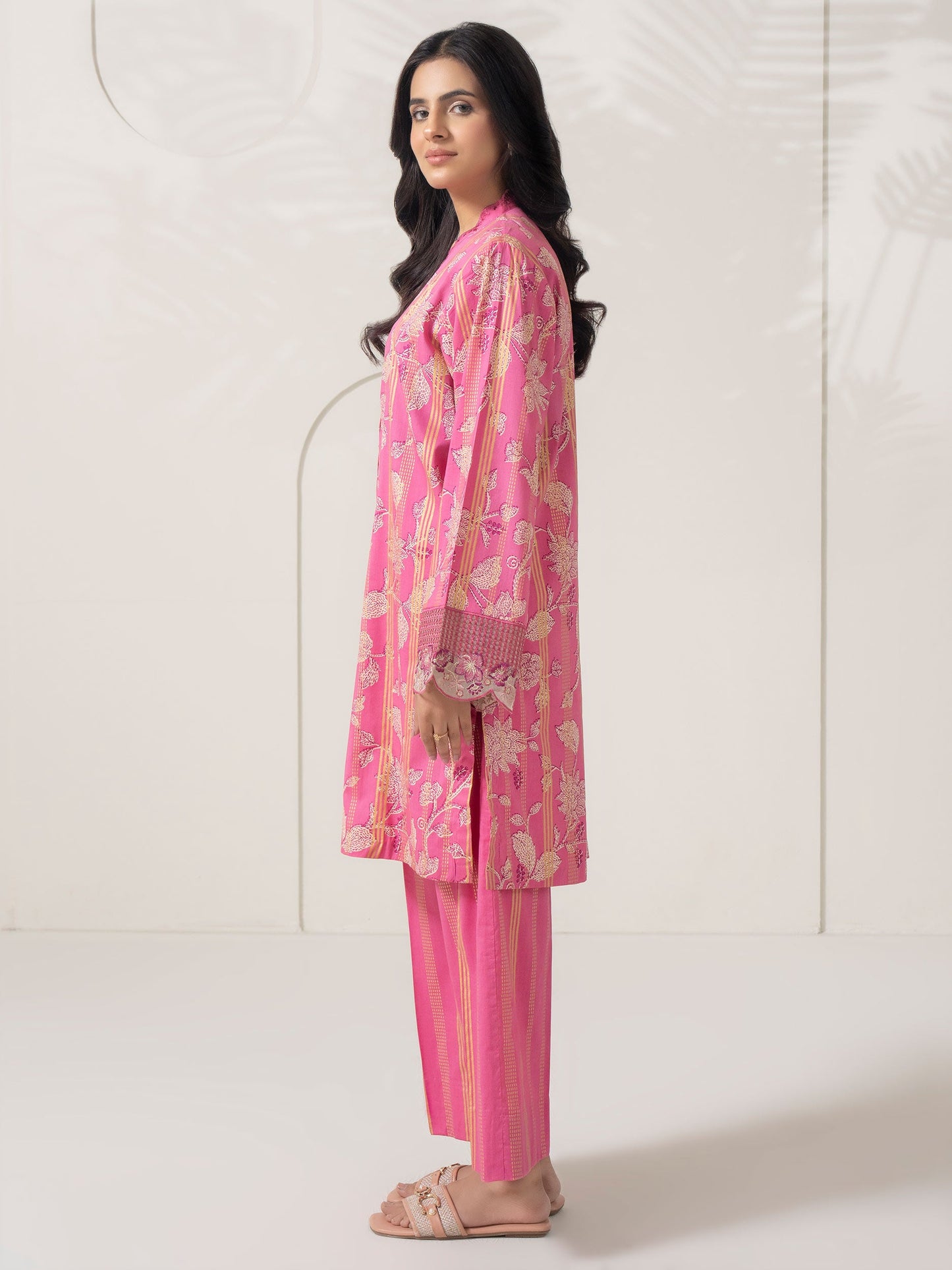 2 Piece Satin Suit-Embroidered  (Pret)