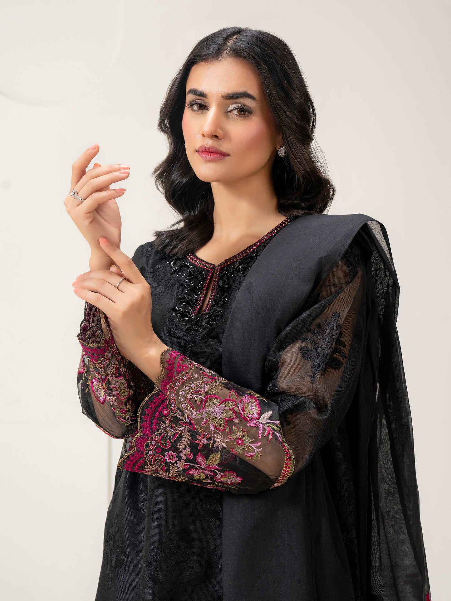 3 Piece Net Suit-Embroidered (Pret)