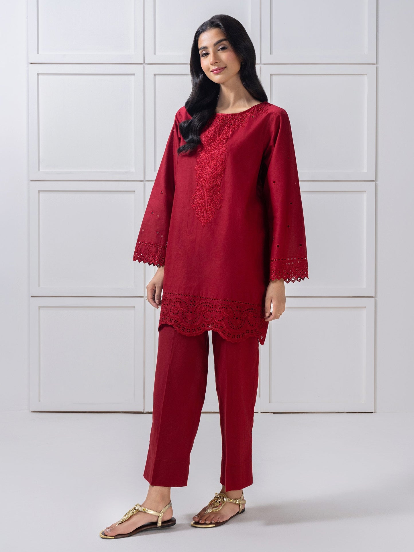 Cambric Co-Ord-Embroidered (Pret)