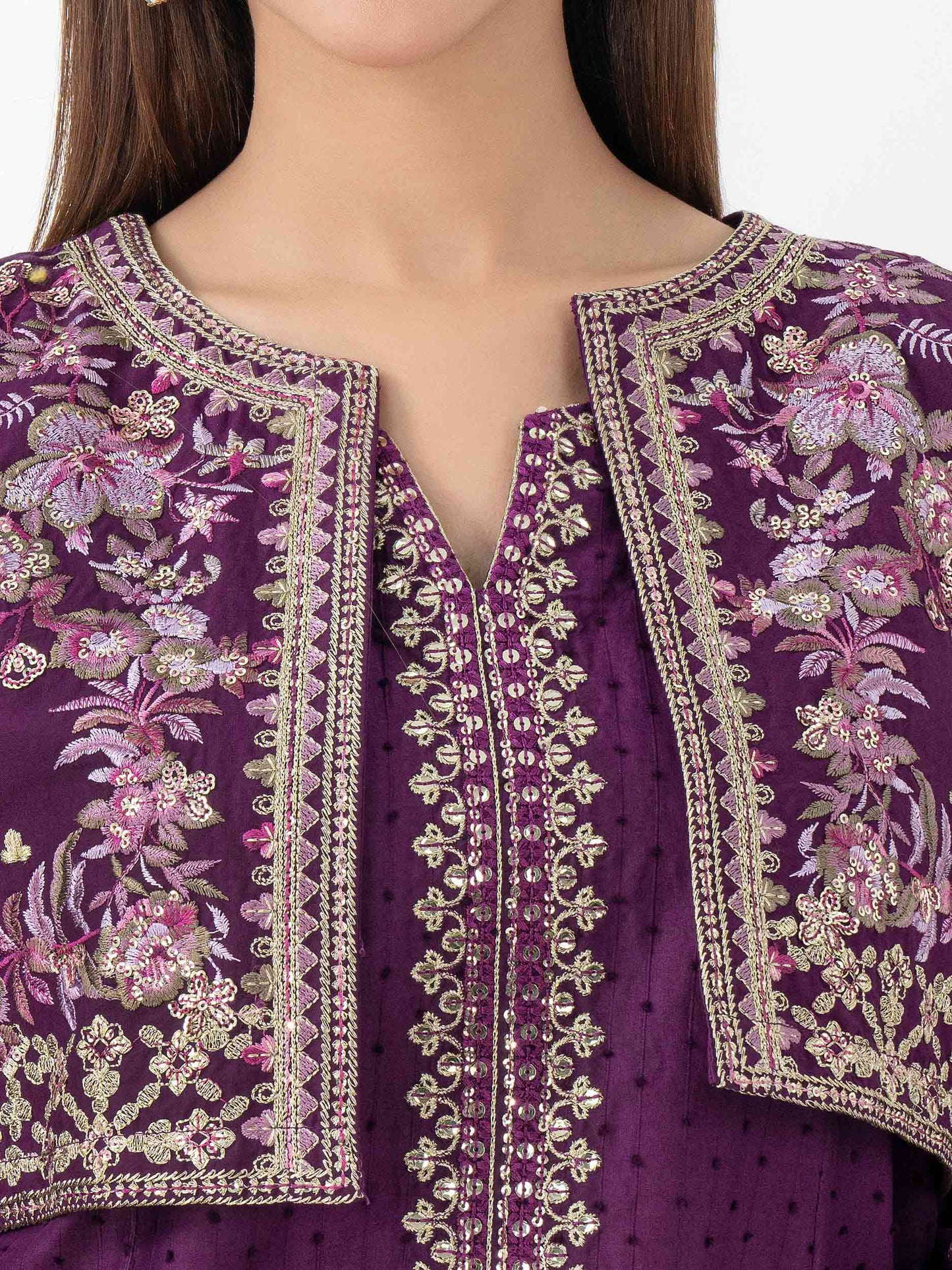 Jacquard Shirt With Bolero-Embroidered (Pret)