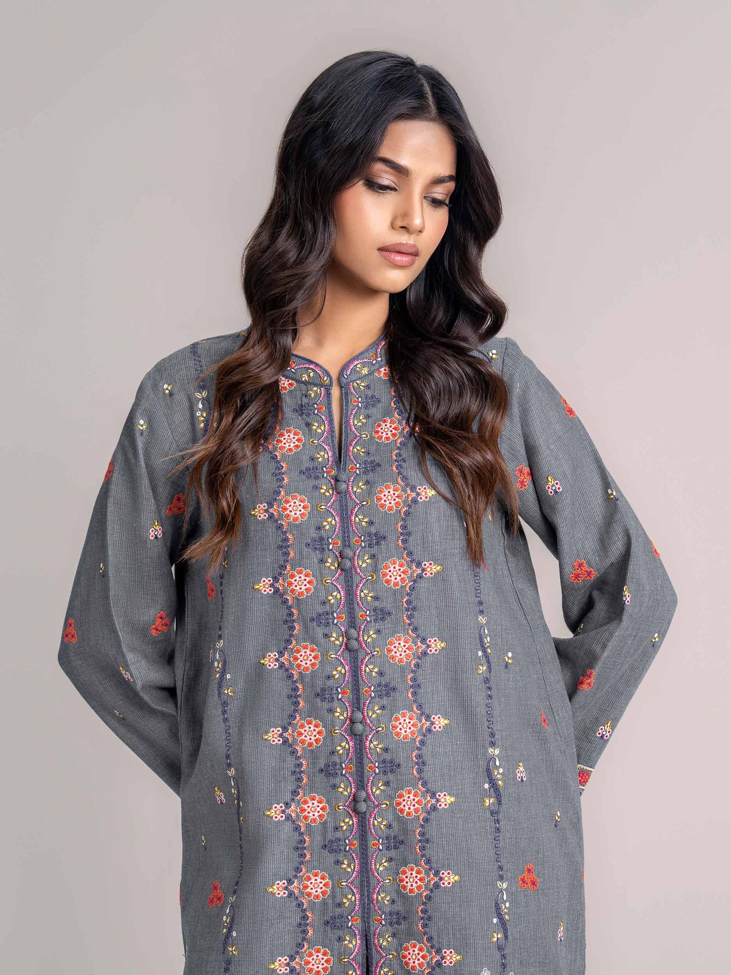 Yarn Dyed Co-ord- Embroidered