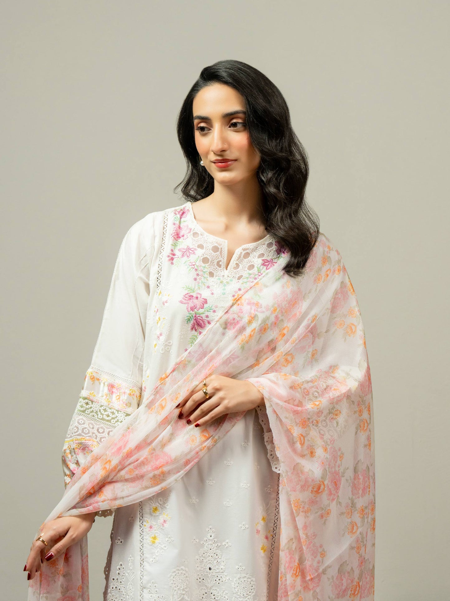 3 Piece Cambric Suit-Embroidered (Pret)