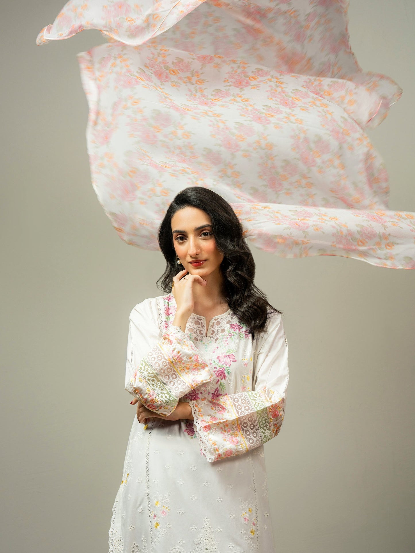 3 Piece Cambric Suit-Embroidered (Pret)