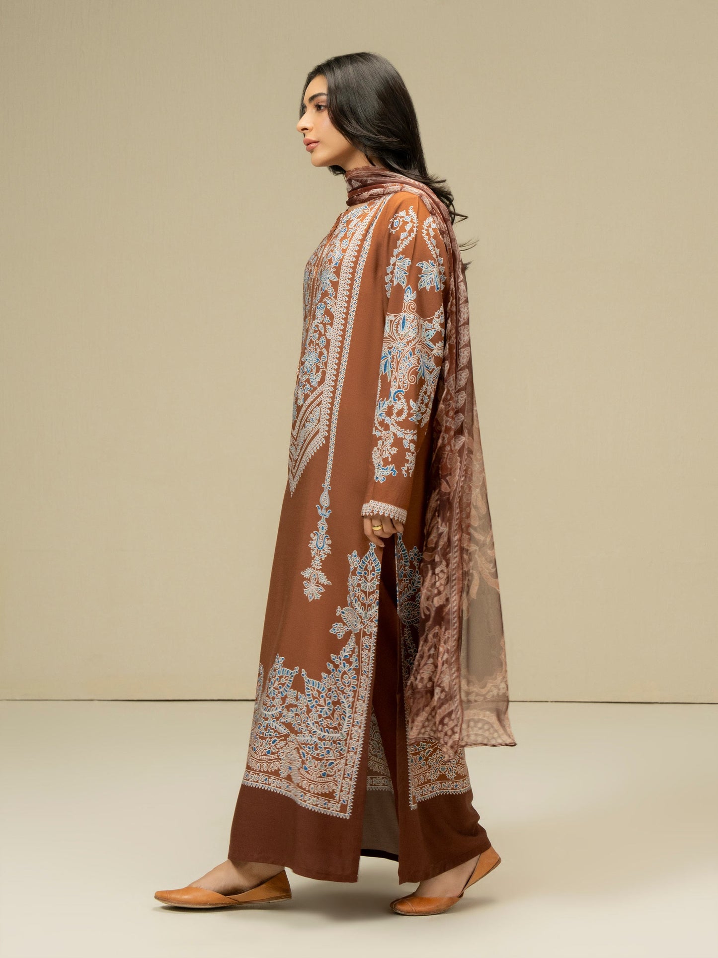 3 Piece Linen Suit-Prined (Pret)