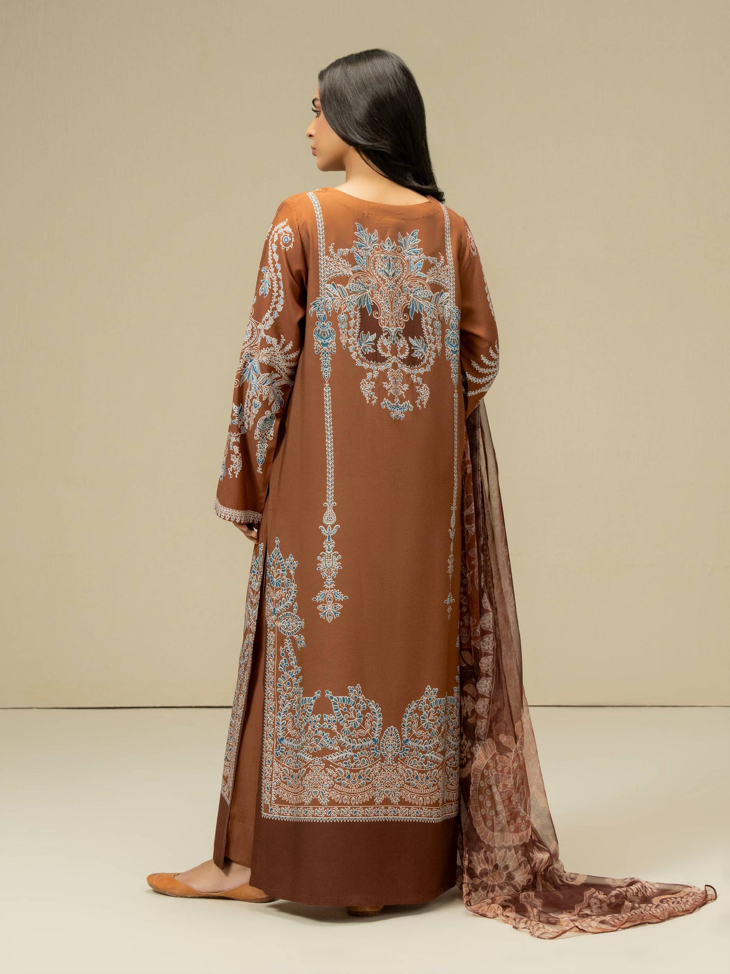 3 Piece Linen Suit-Prined (Pret)