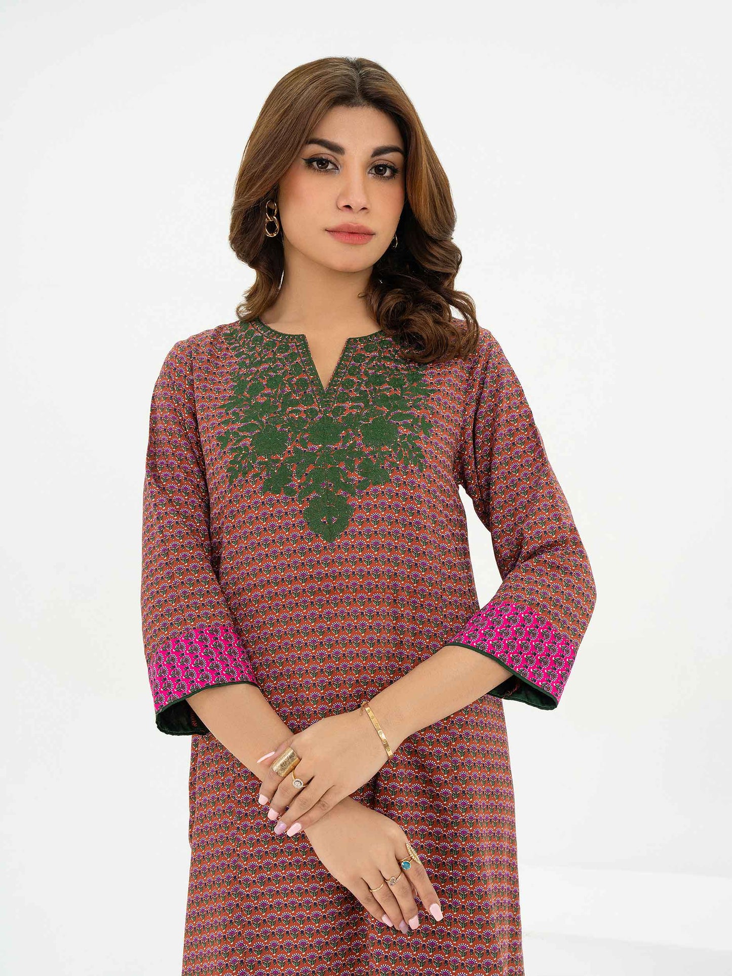 Linen Top-Embroidered (Pret)