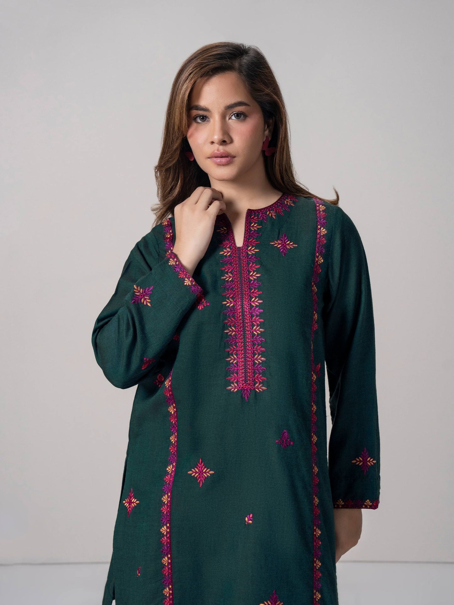 2 Piece Yarn Dyed Suit- Embroidered (Pret)