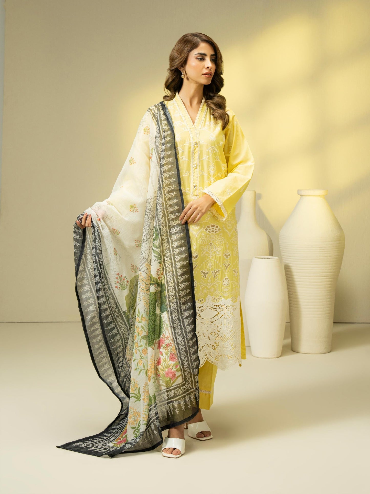 3 Piece Cambric Suit-Embroidered (Pret)