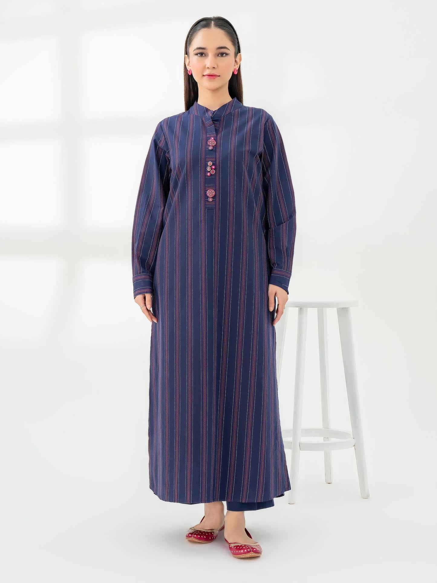 2 Piece Yarn Dyed Suit-Embroidered (Pret)