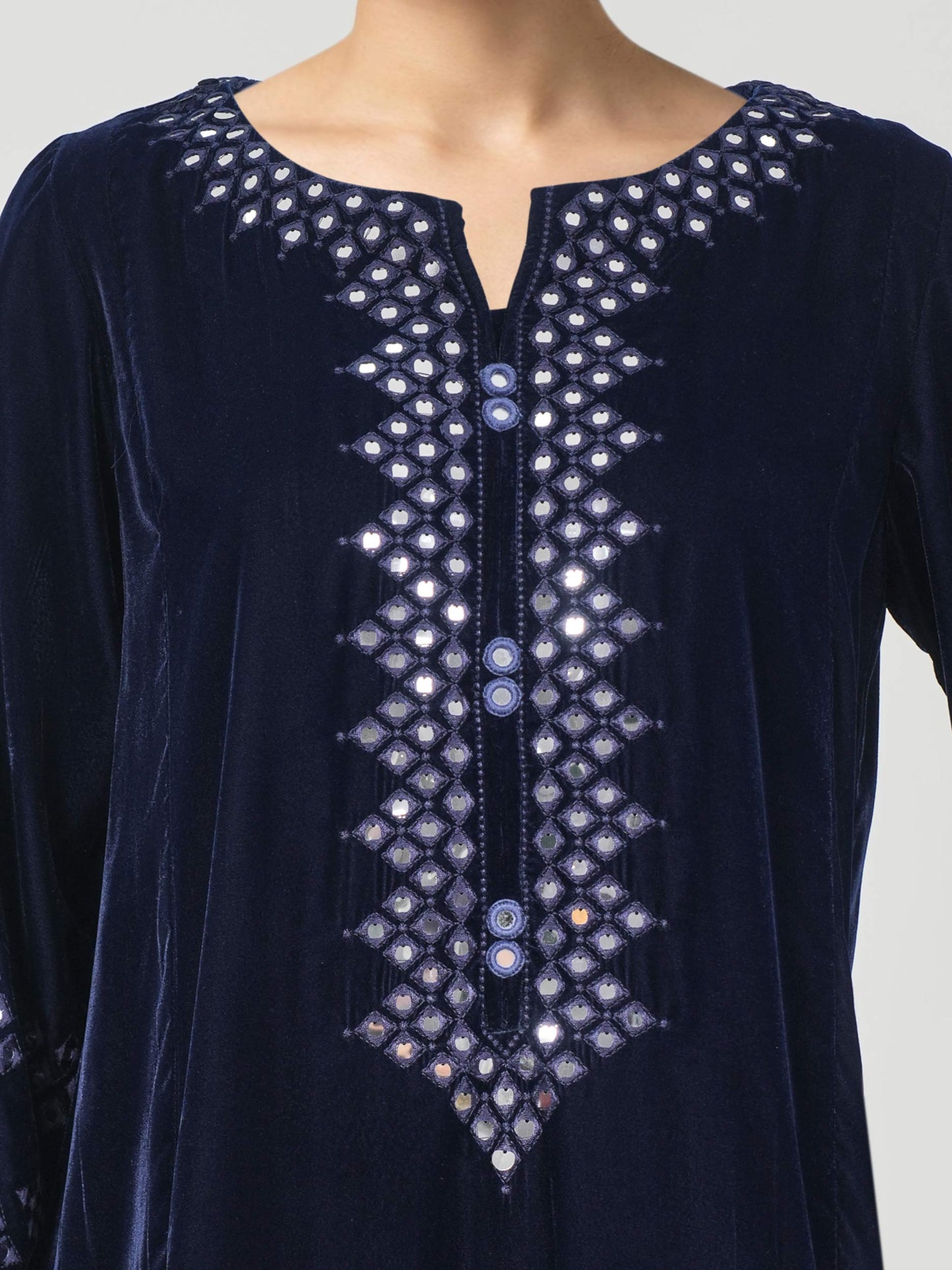 3 Piece Velvet Suit- Embroidered (Pret)