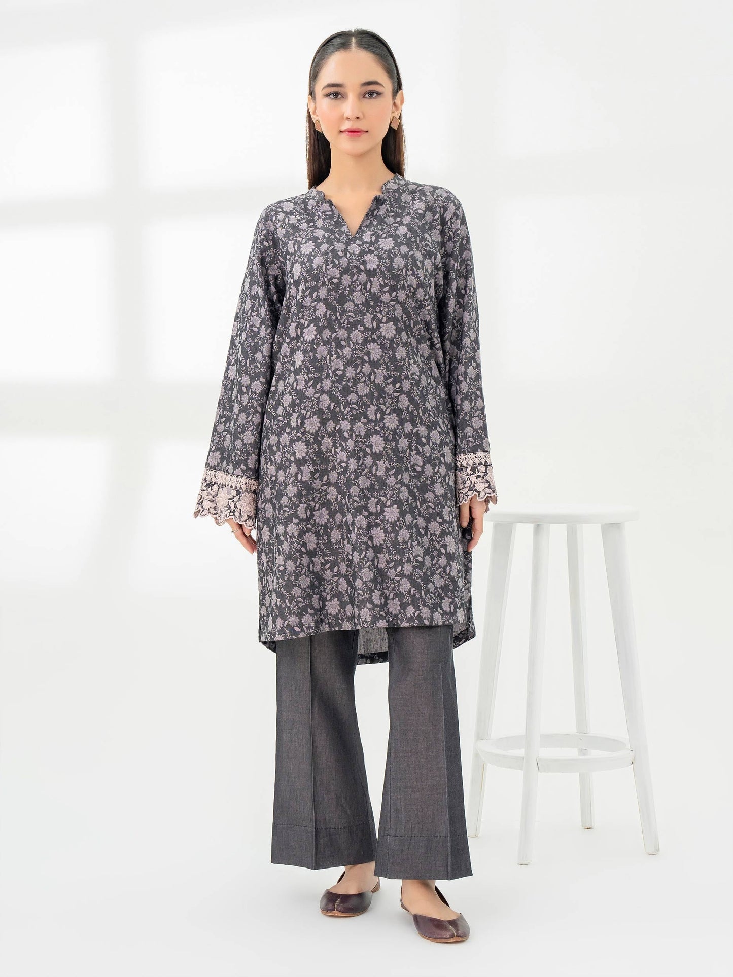 2 Piece Jacquard Suit-Embroidered (Pret)