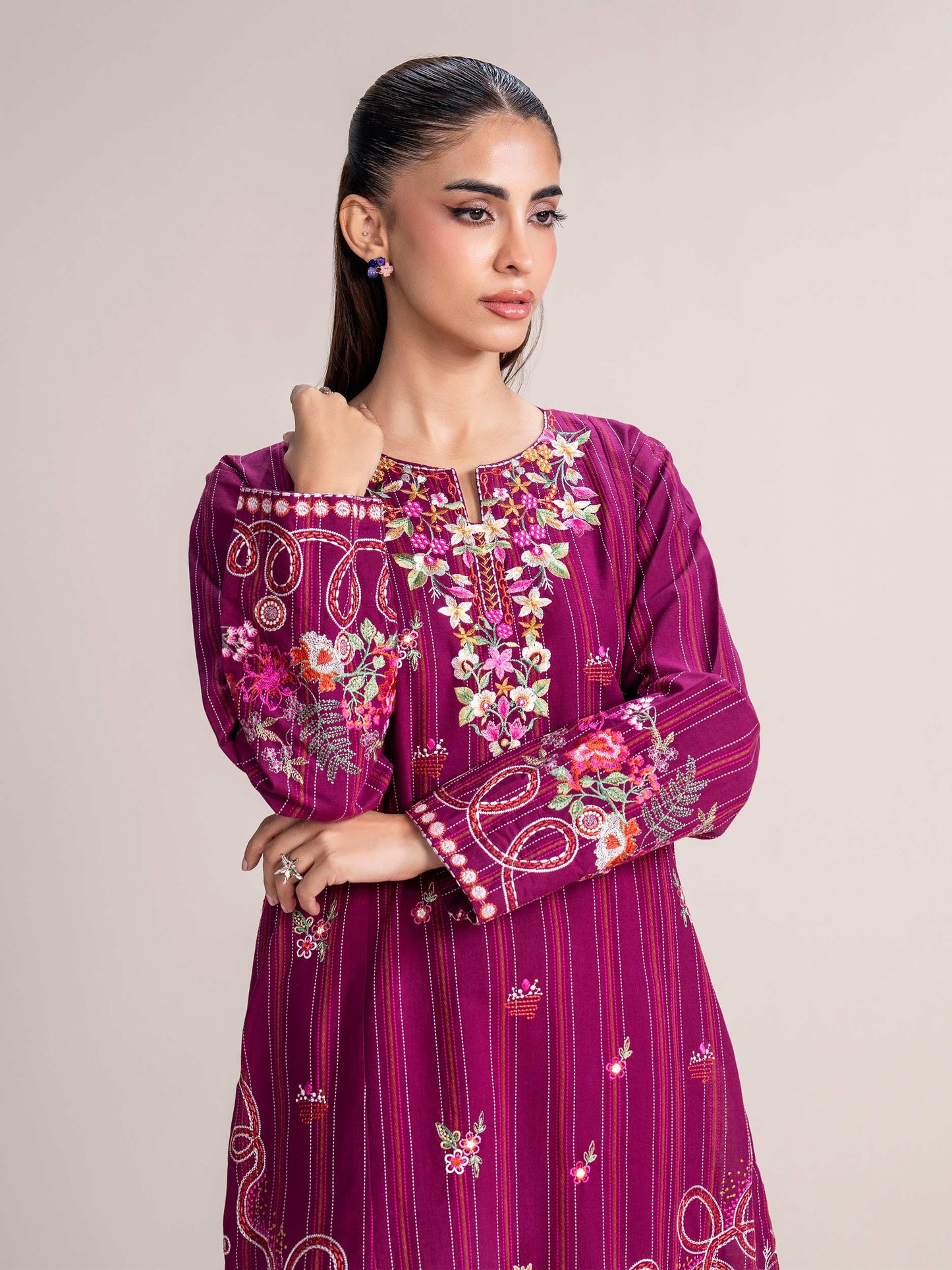 2 Piece Yarn Dyed Suit- Embroidered (Pret)