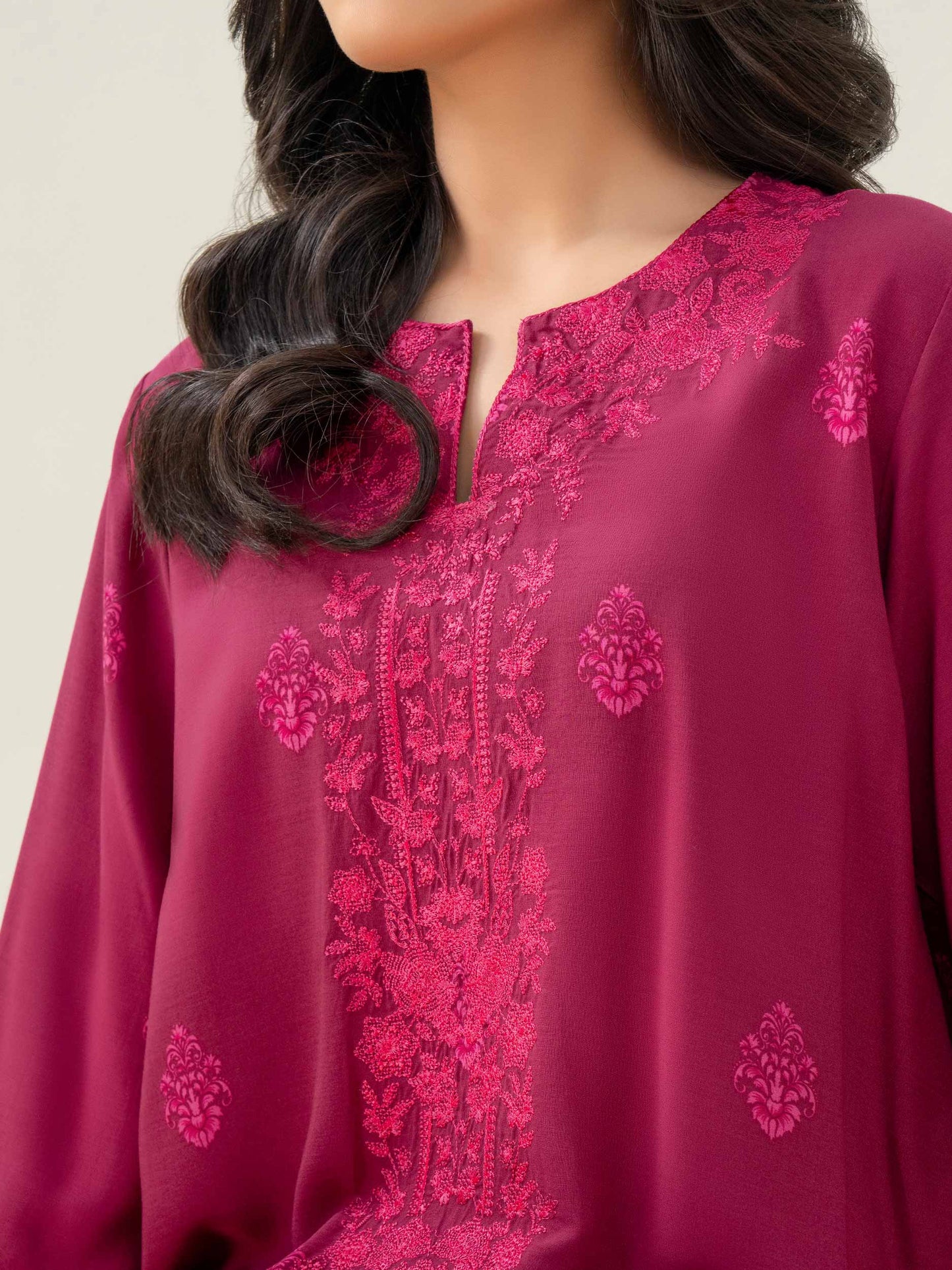 2 Piece Linen Suit-Embroidered (Pret)