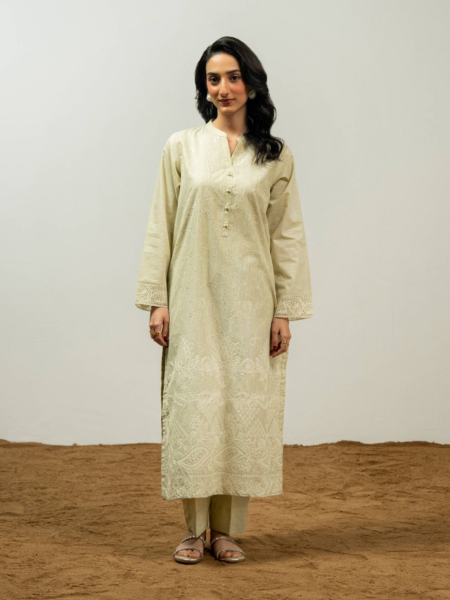 2 Piece Zari Suit-Embroidered (Pret)