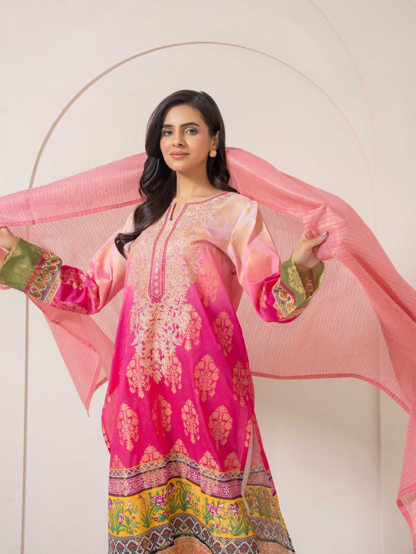 2 Piece Jacquard Suit-Embroidered (Pret)