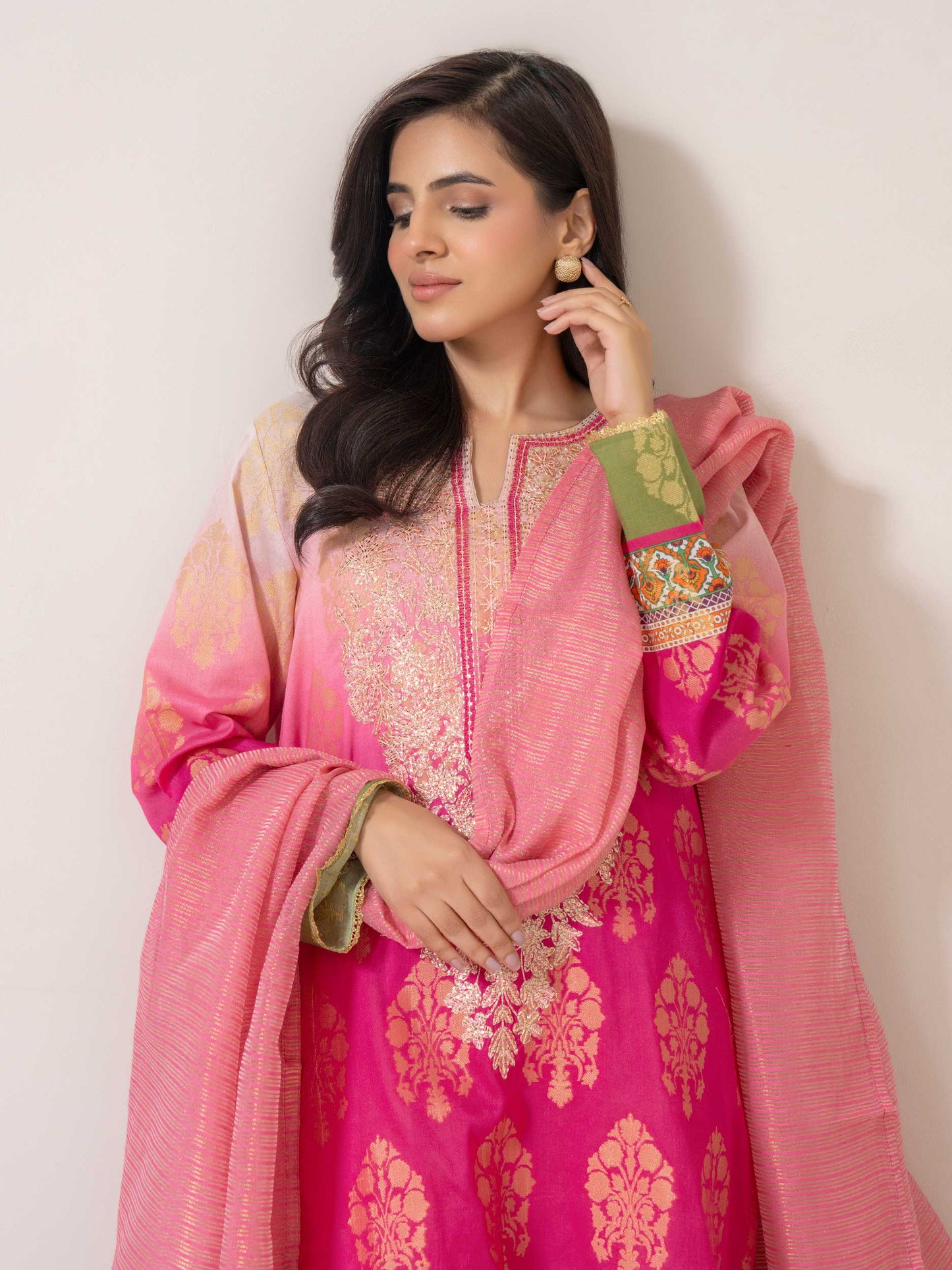 2 Piece Jacquard Suit-Embroidered (Pret)