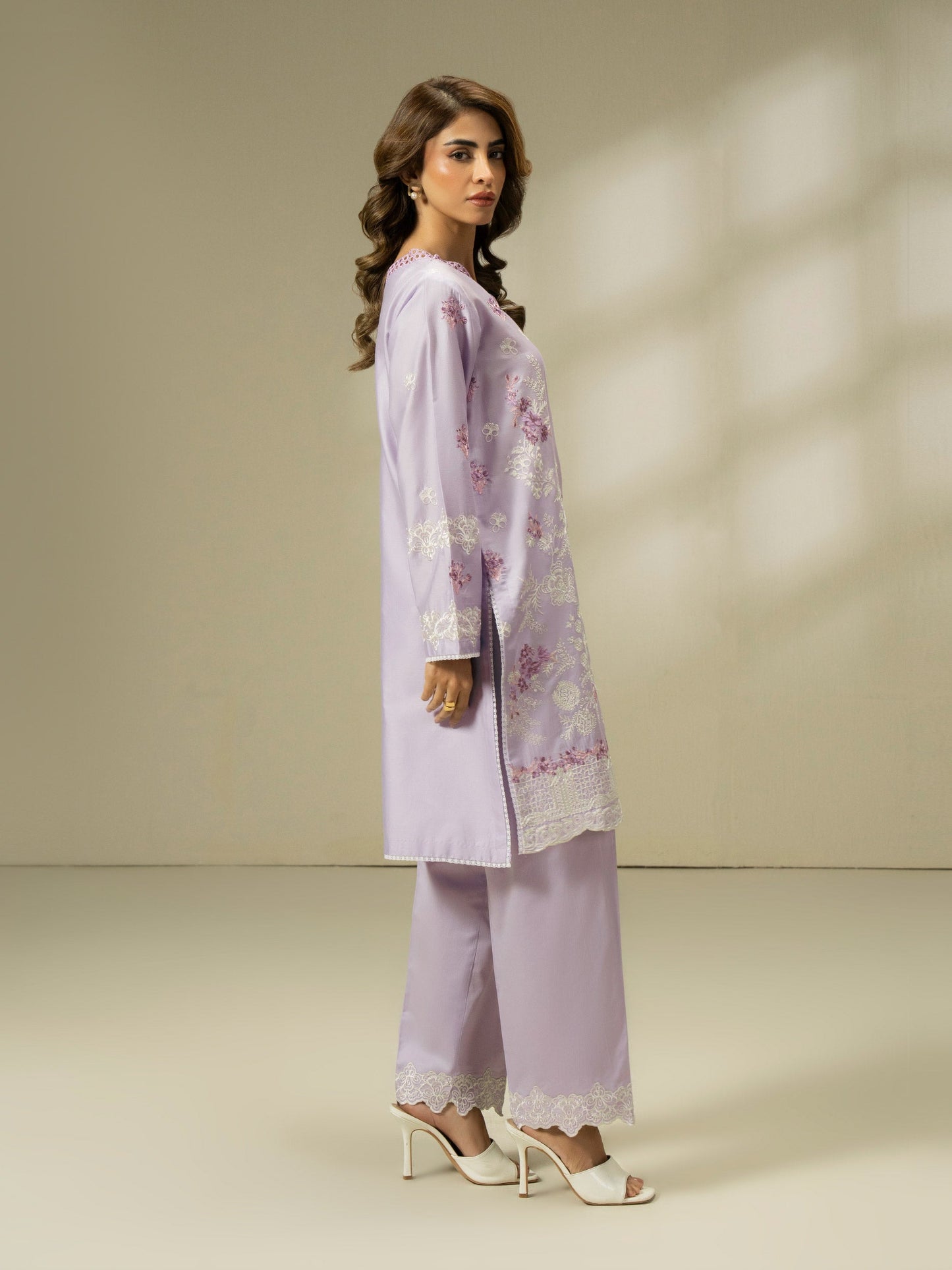 2 Piece Satin Suit-Embroidered (Pret)