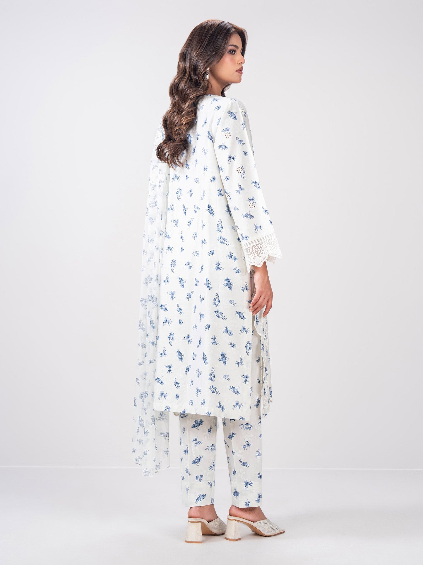 3 Piece Satin Suit- Embroidered (Pret)