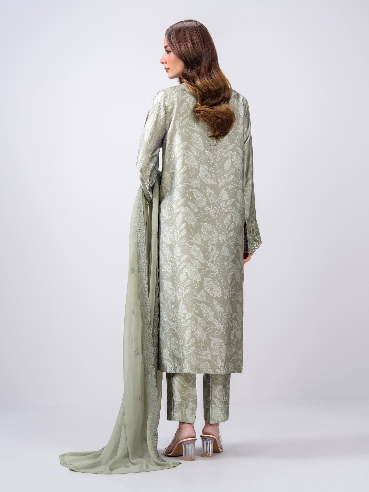 3 Piece Silk Suit- Embroidered (Pret)