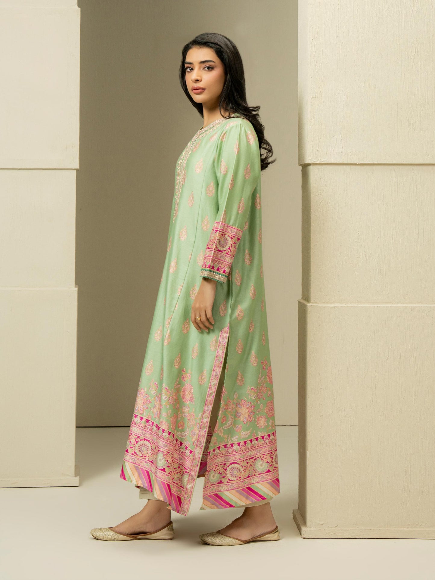 Satin Shirt-Embroidered (Pret)