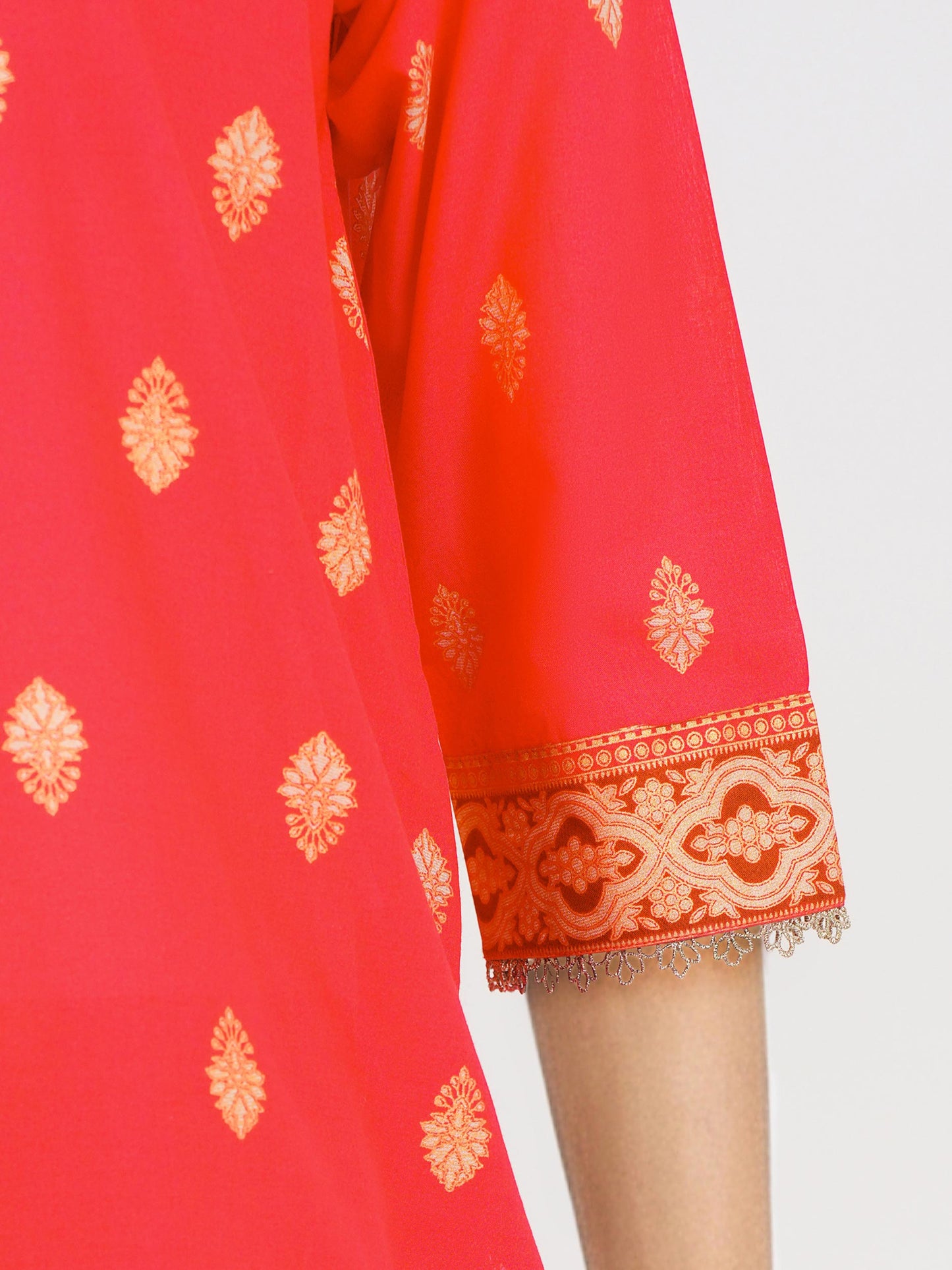 3 Piece Cambric Suit- Embroidered (Pret)