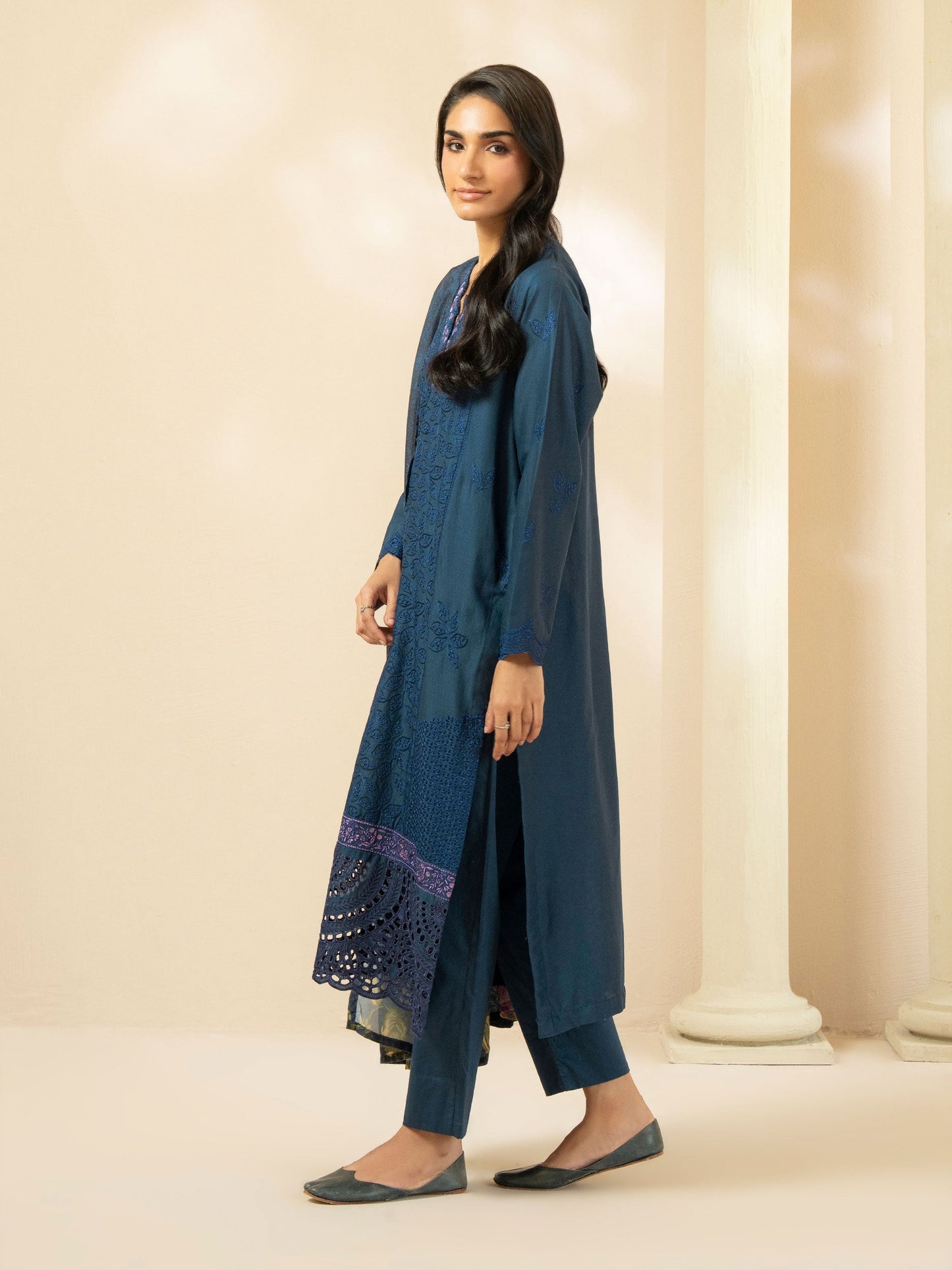 3 Piece Cotton Suit-Embroidered (Pret)
