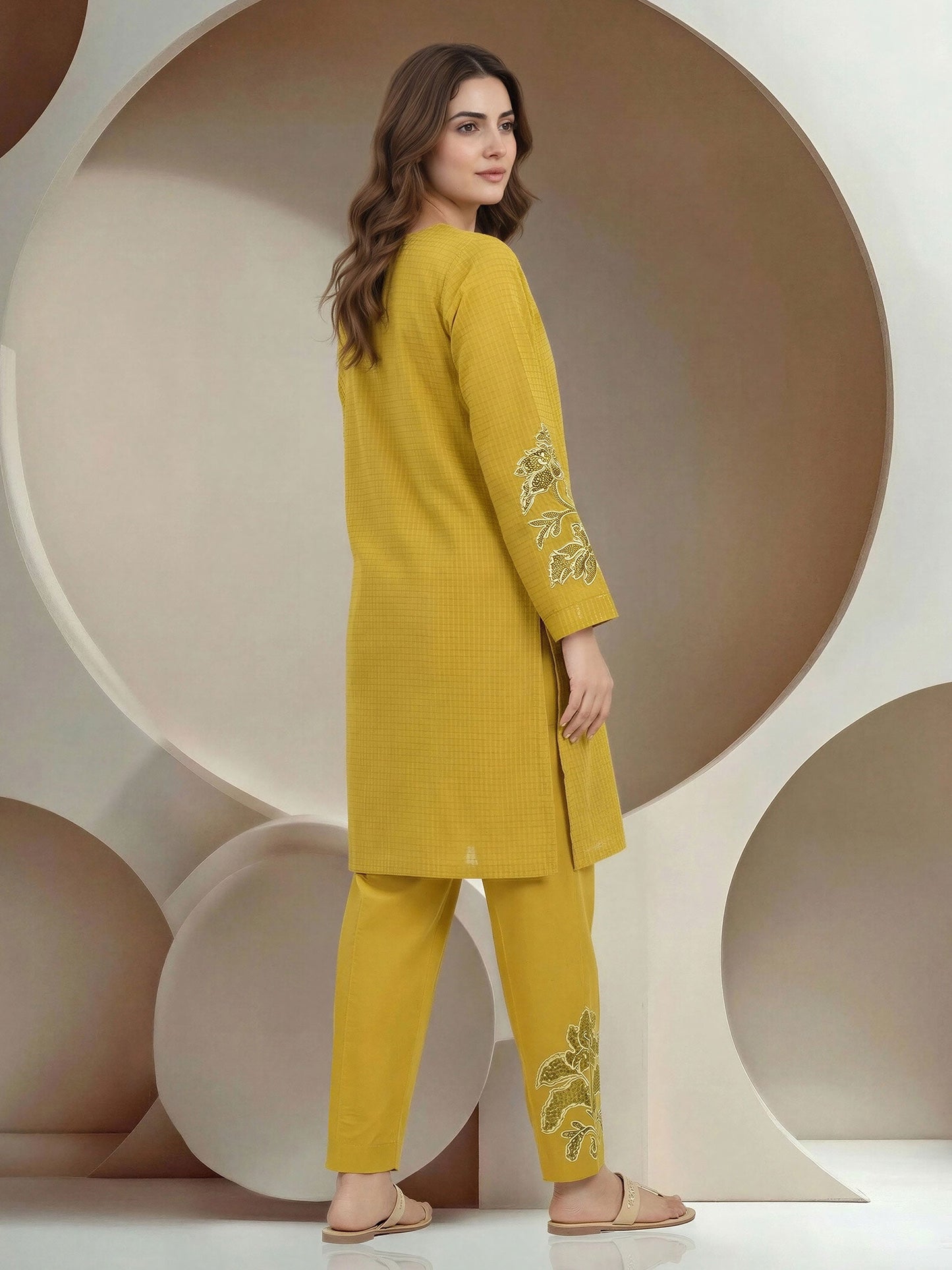 2 Piece Lawn Texture Suit- Embroidered (Pret)