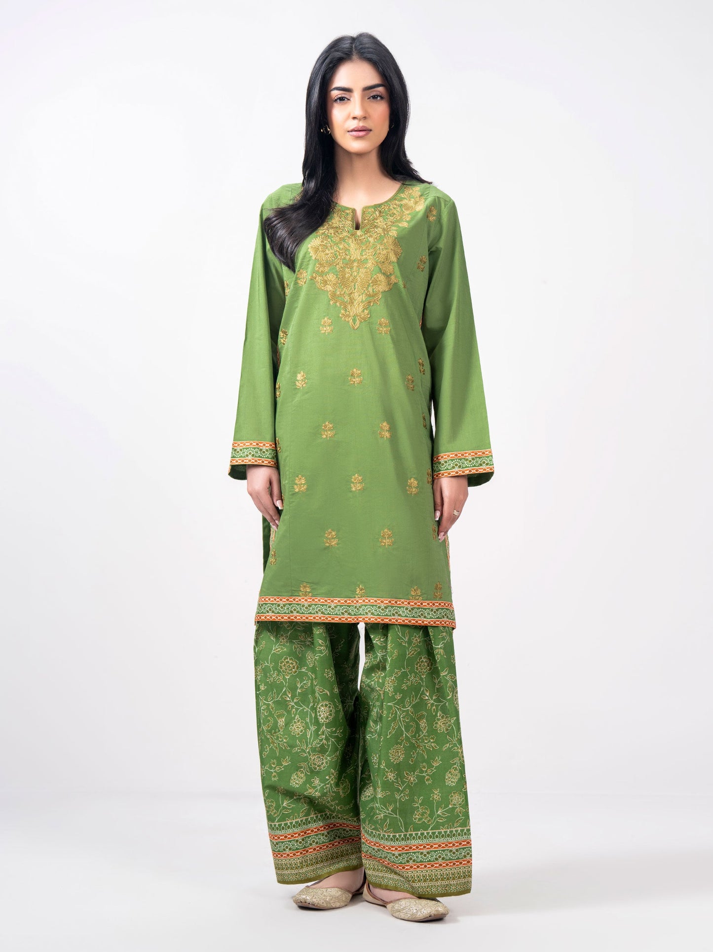 2 Piece Lawn Slub Suit- Embroidered (Pret)