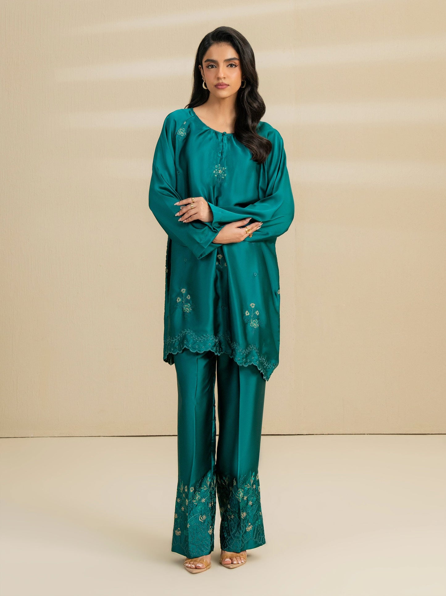 2 Piece Silk Suit-Embroidered (Pret)