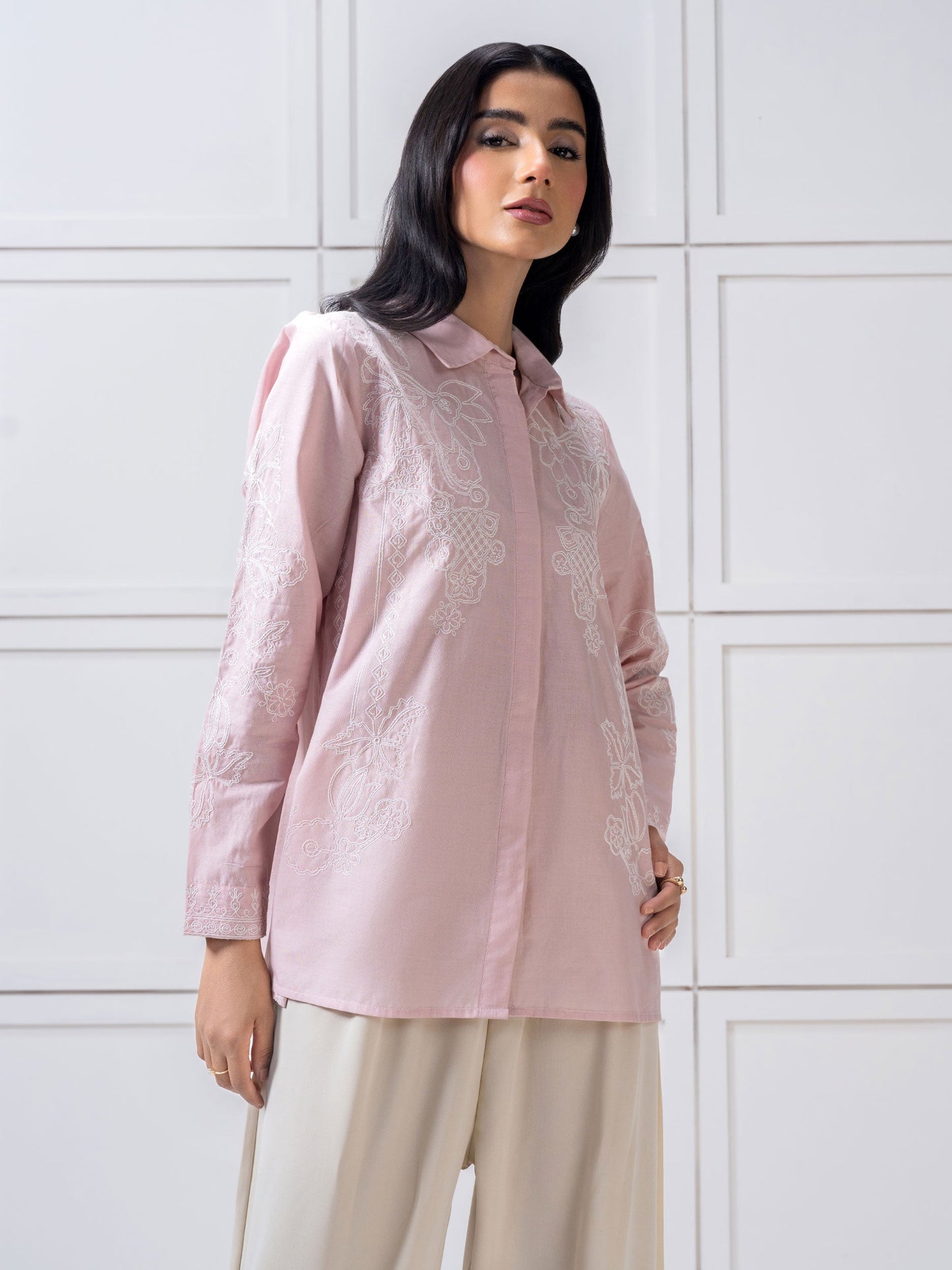 Cambric Top-Embroidered (Pret)