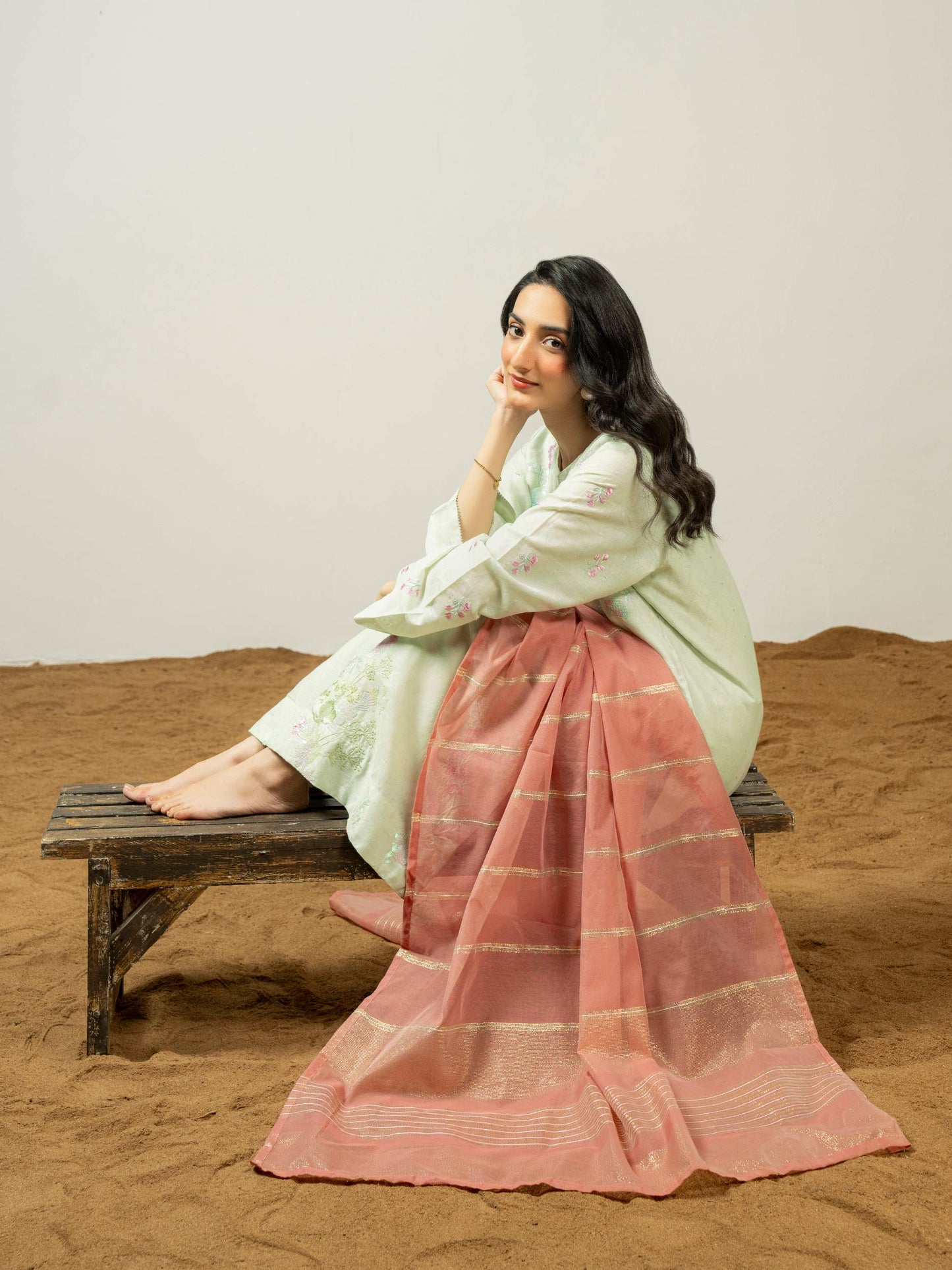 3 Piece Jacquard Suit-Embroidered (Pret)