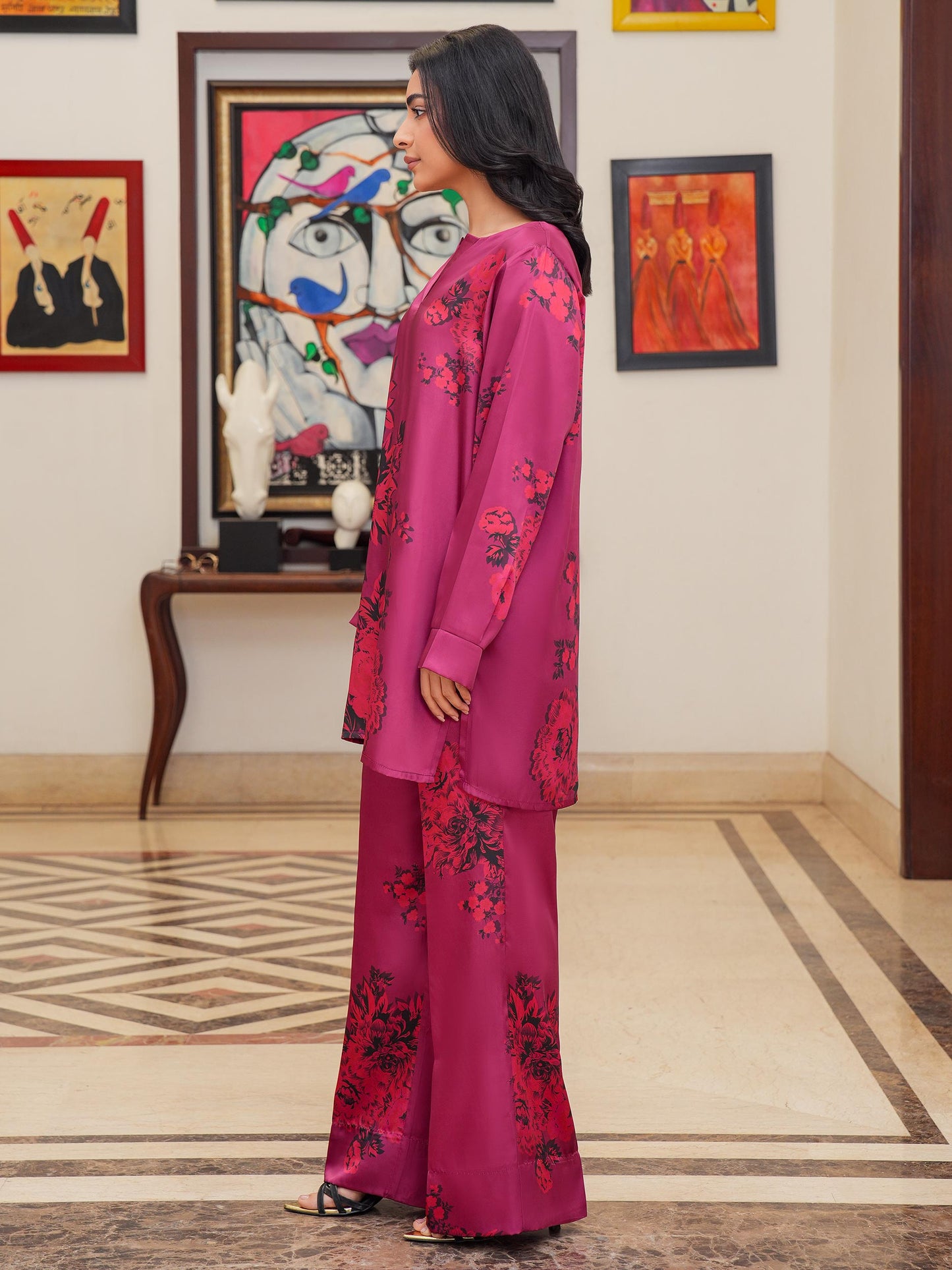 Silk Co-ord Set-Printed (Pret)